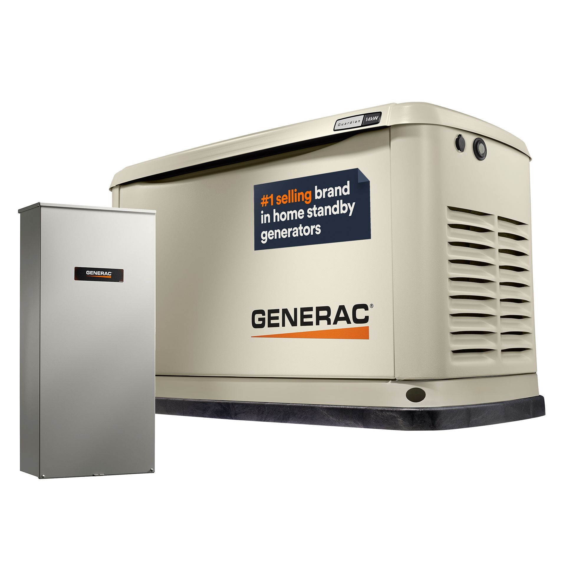 A generator is sitting on the side of a building next to an air conditioner.