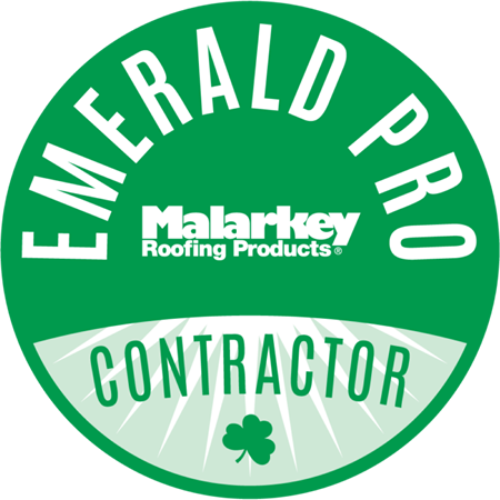 A green emerald pro contractor sticker with a clover on it