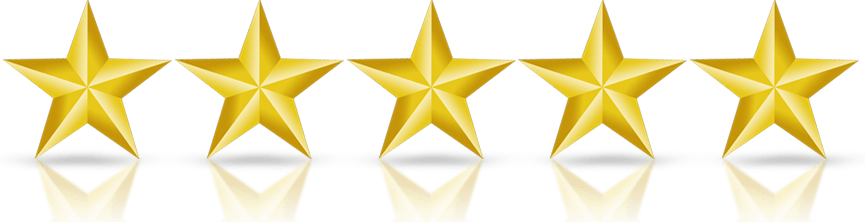 Five gold stars, reflecting below.