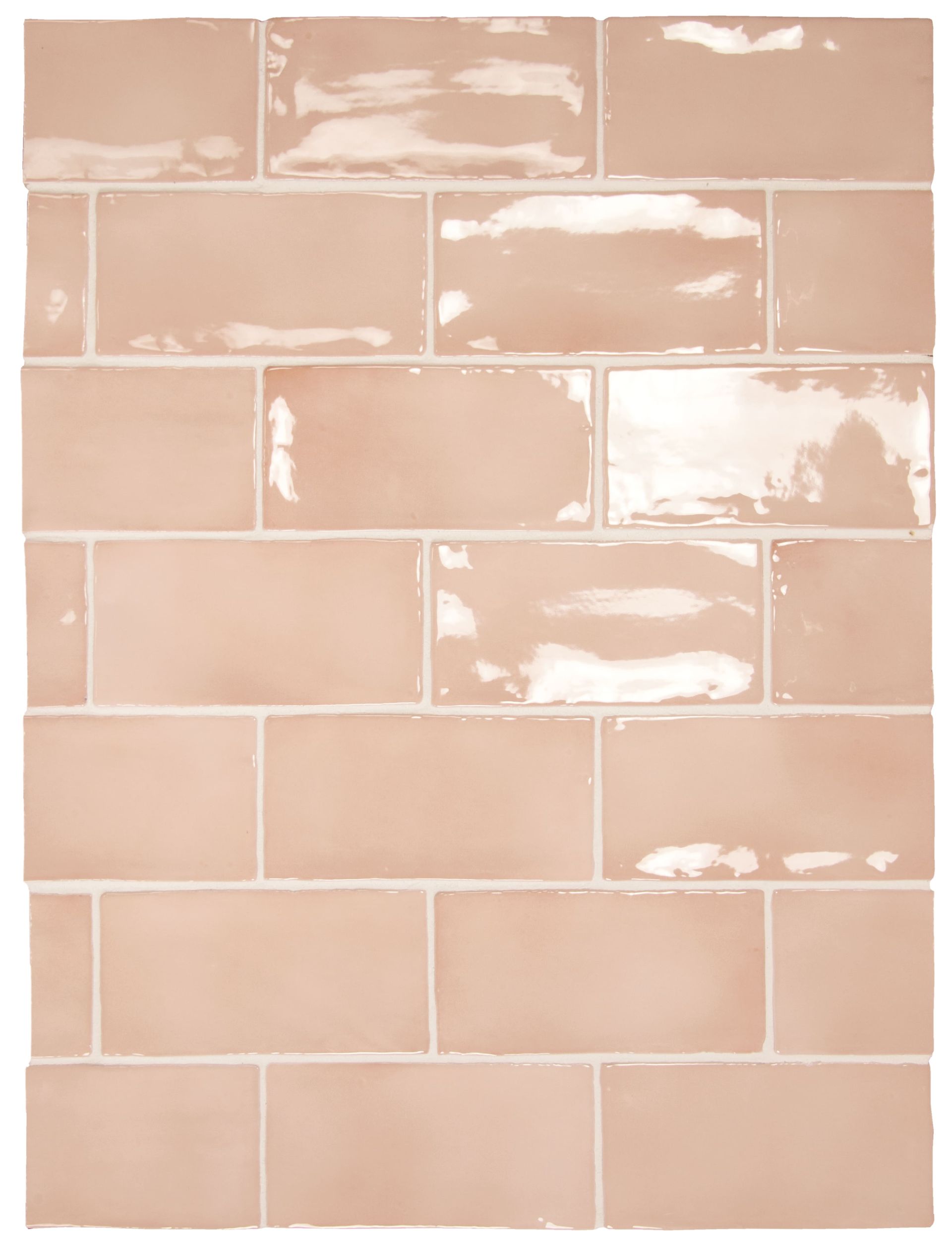 Blush pink square tiles from the Manacor line adding soft color and charm