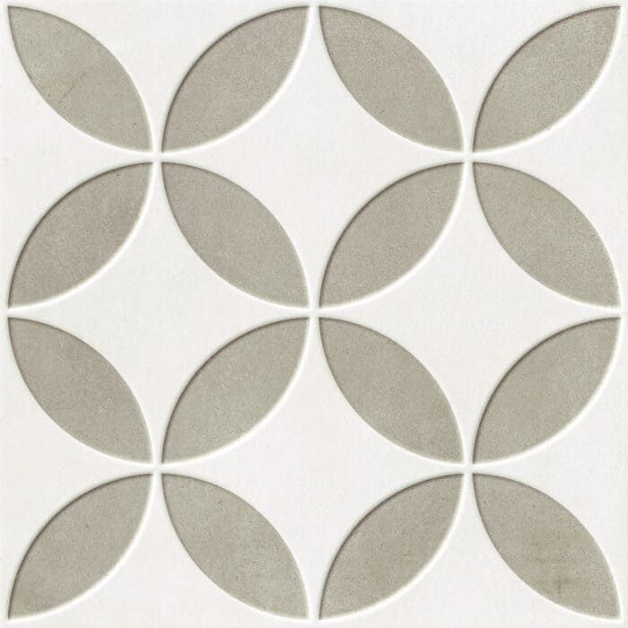 Soft taupe floral pattern tile for subtle decorative detail