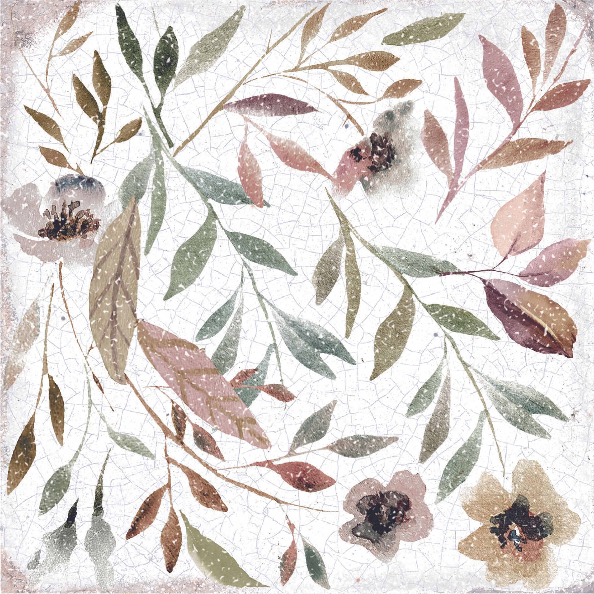 Botanical-inspired tile design from Mayolica collection with a charming vintage touch