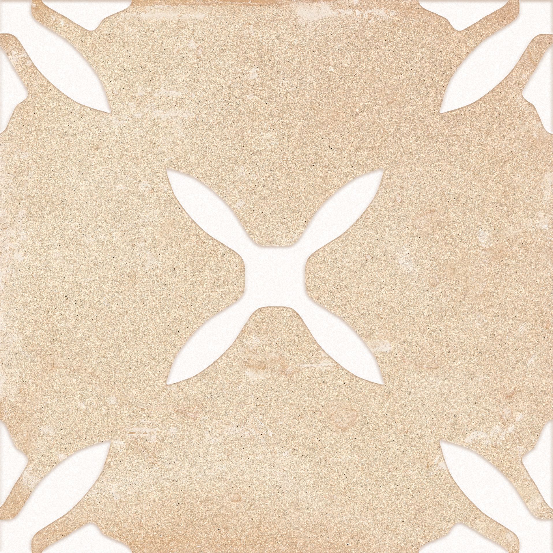 Floral-accented Pangea Clay tile blends texture with artistic touch