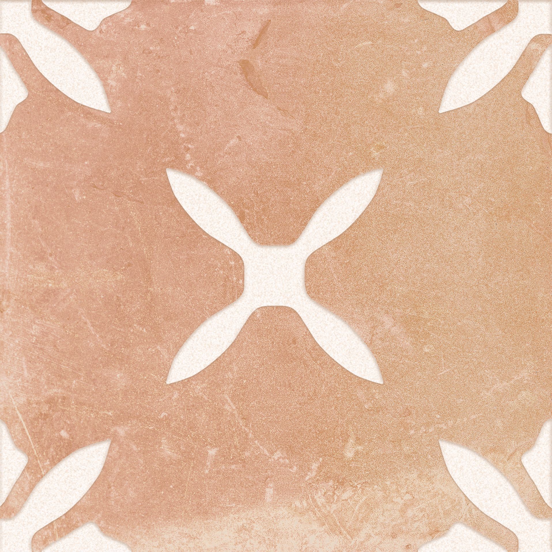 Floral-accented Pangea Clay tile blends texture with artistic touch