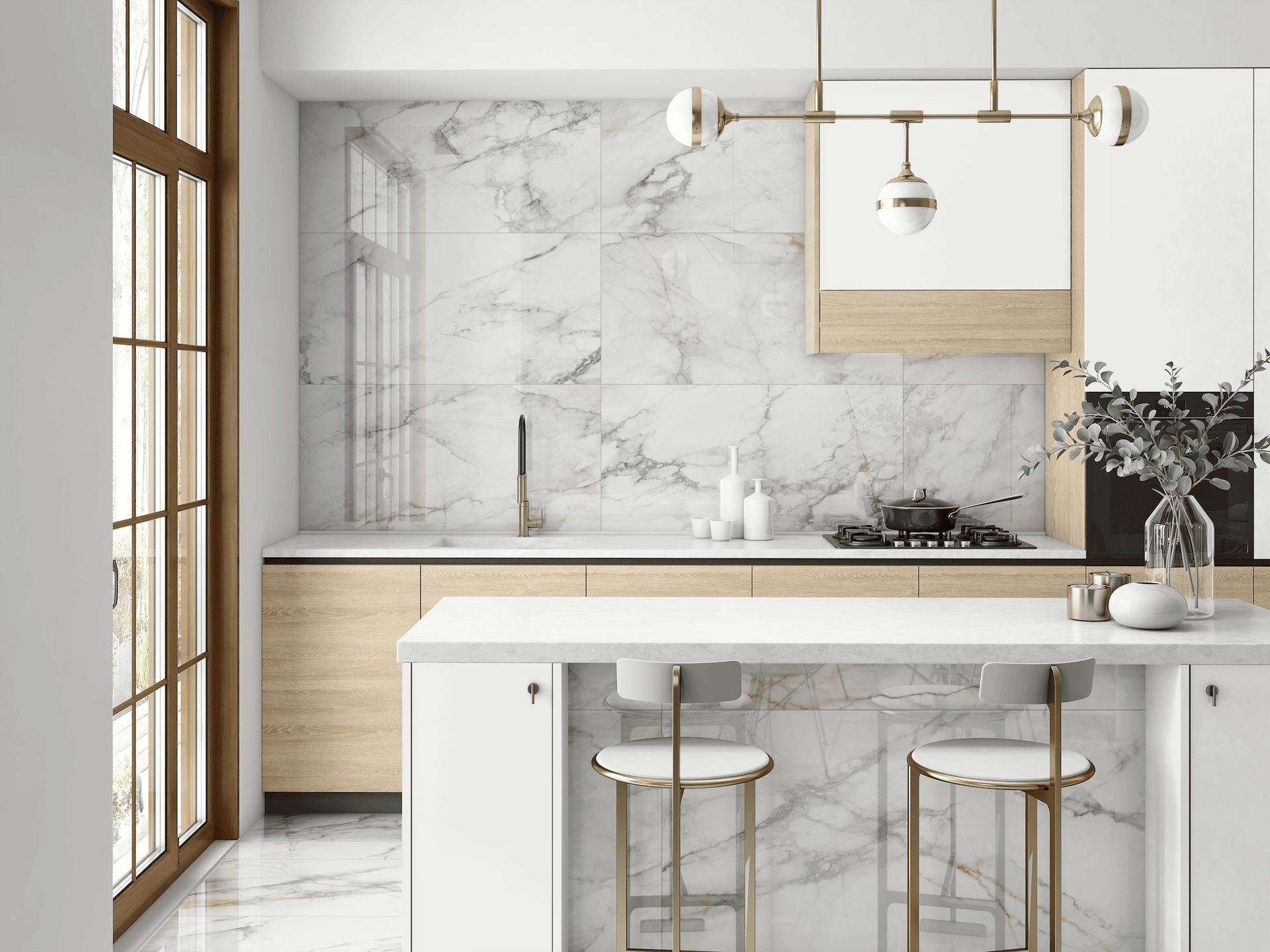 Sleek polished tile in a dusty hue, rectified for clean installations
