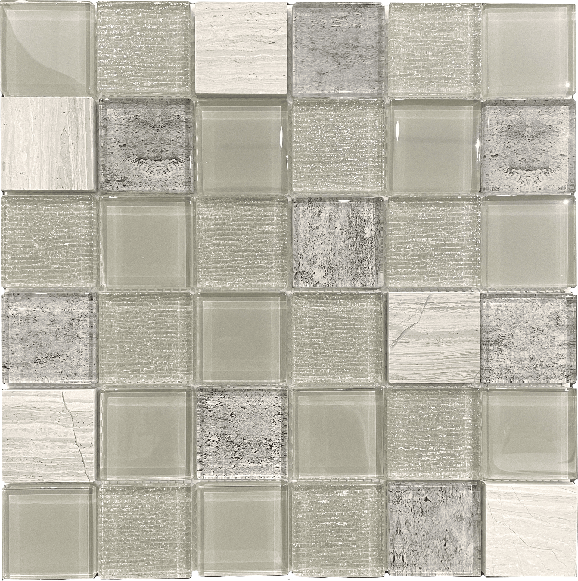 Astoria Squares tile with textured natural stone look, great for accent walls and shower designs.