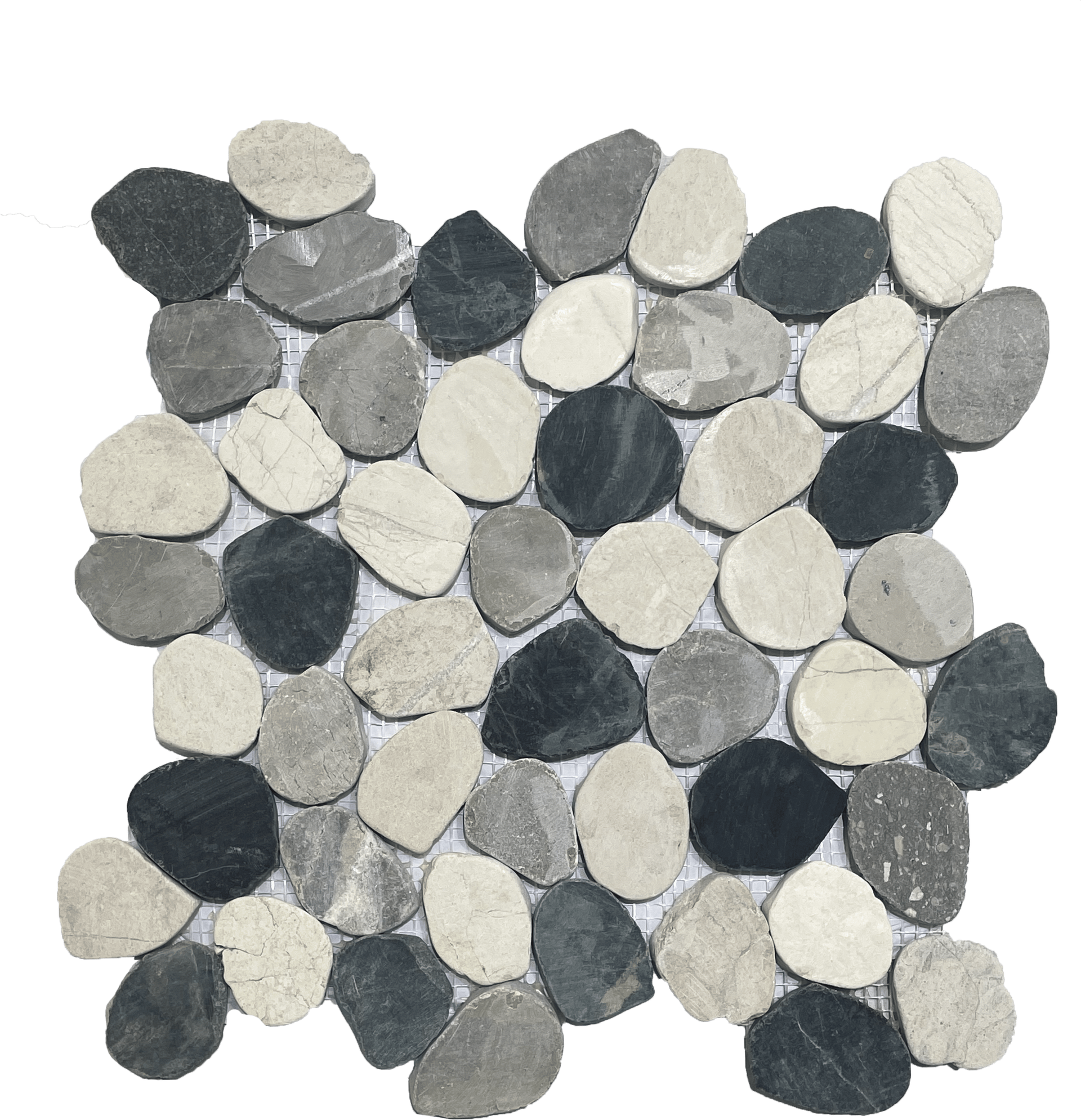 Bali Mixed Sliced Pebble mosaic with natural stone textures, ideal for spa-style showers and floors.