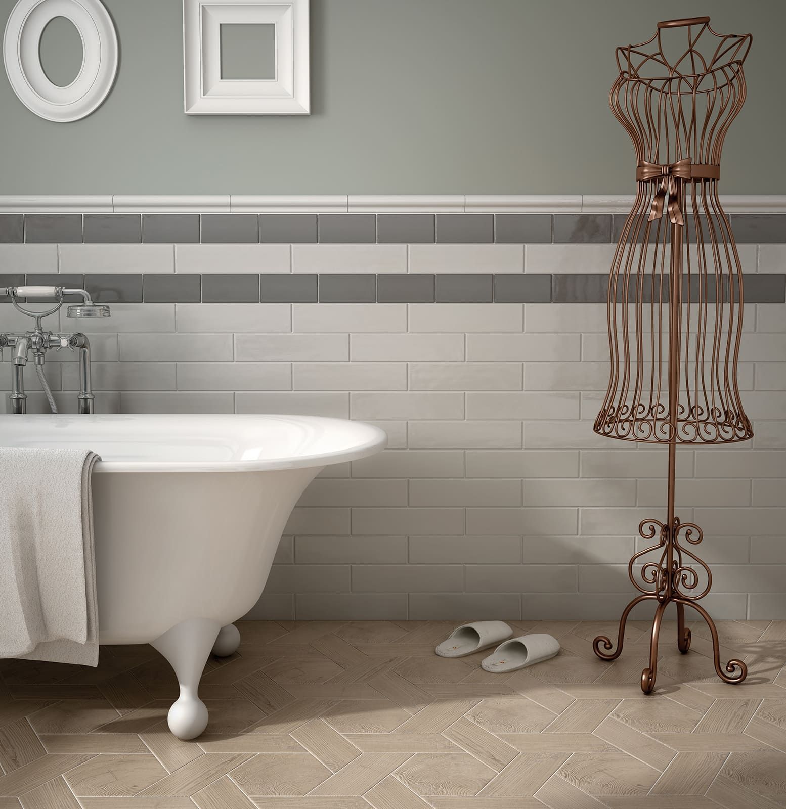 Light Grey subway tile from the Cottage series for cool, neutral design schemes