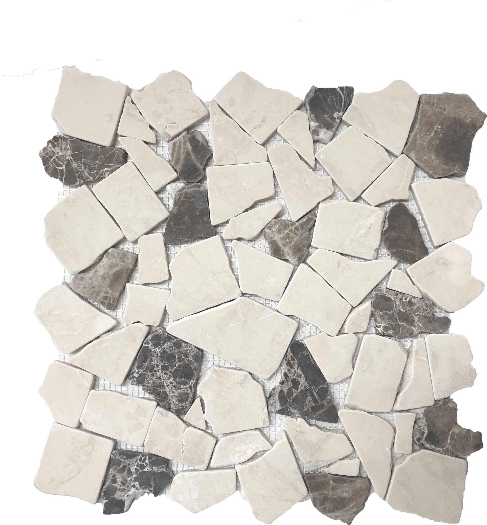 Natural stone mosaic tile with earthy tones, perfect for rustic interior walls.