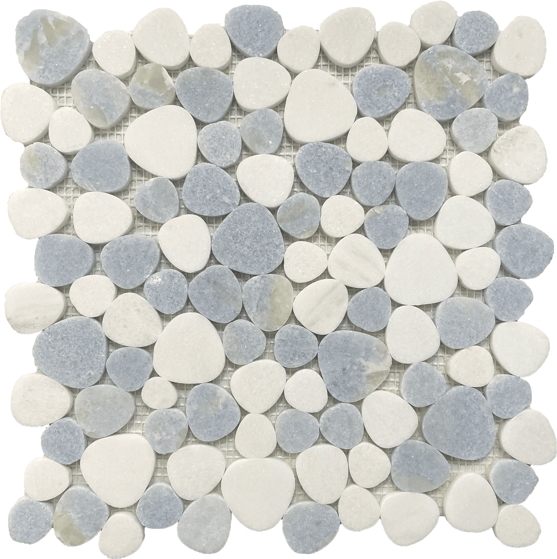 Sky blue glass mosaic tile with vibrant hue, suitable for accent walls and backsplashes.