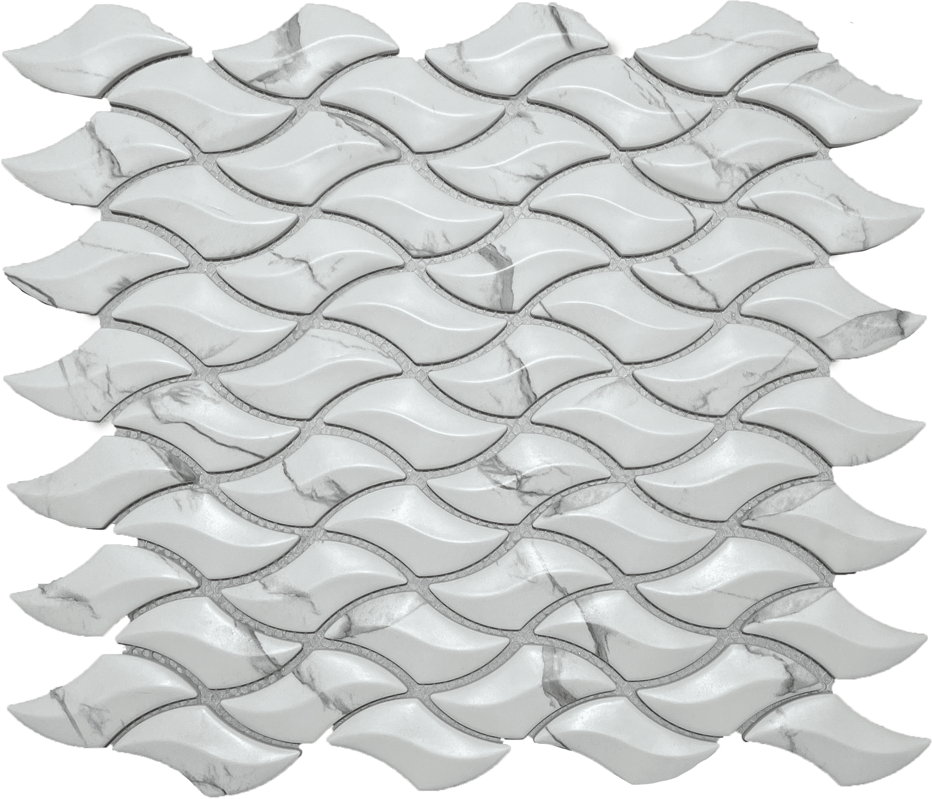 White Goya mosaic tile with polished finish, ideal for sophisticated wall designs.