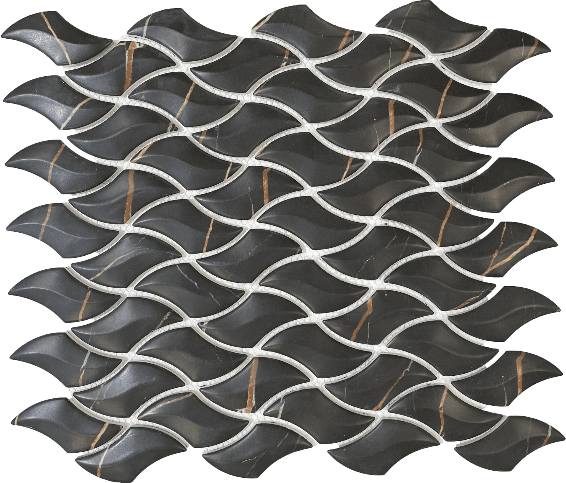 Black Goya mosaic tile with sleek appearance, suitable for modern interior walls.