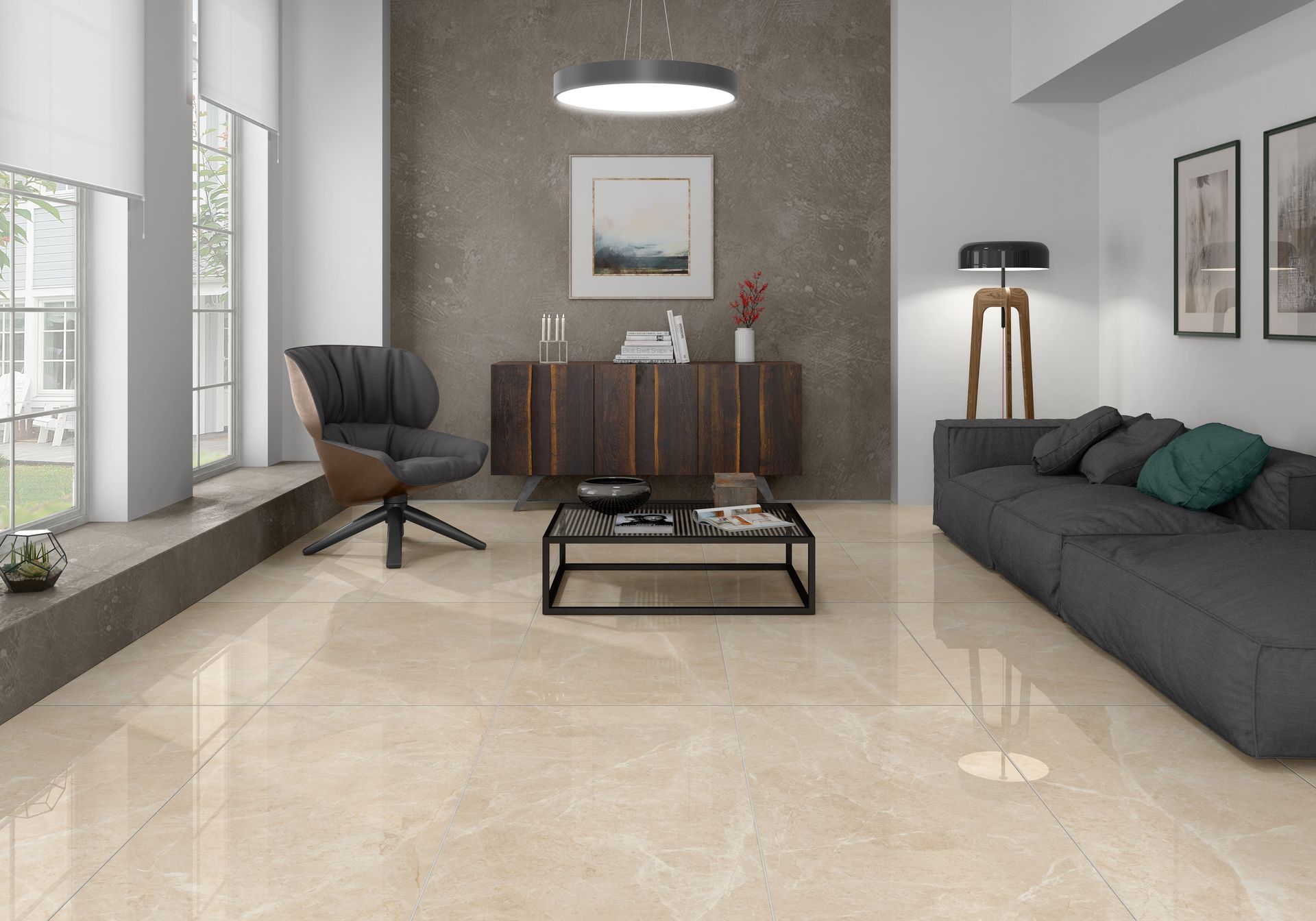 Hamal Sand tile used in living space for warm, welcoming feel