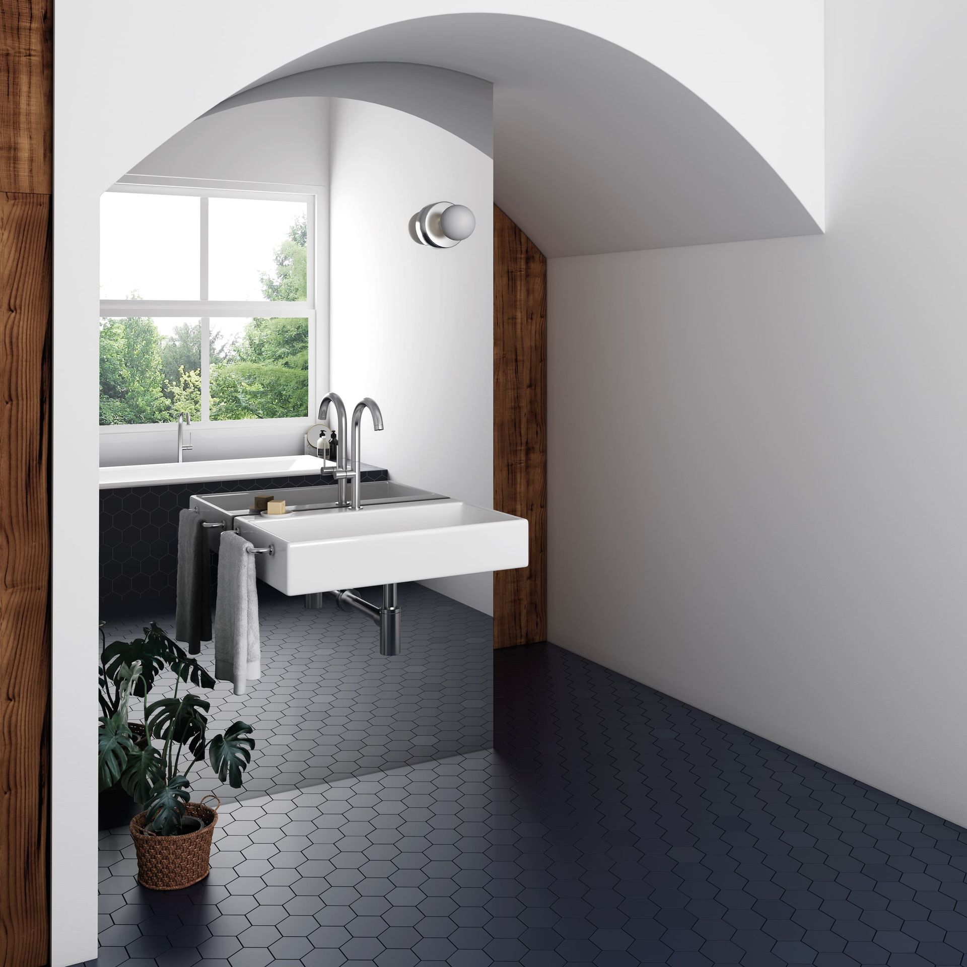 Deep navy ceramic tile from the Kromatica collection for bold color depth