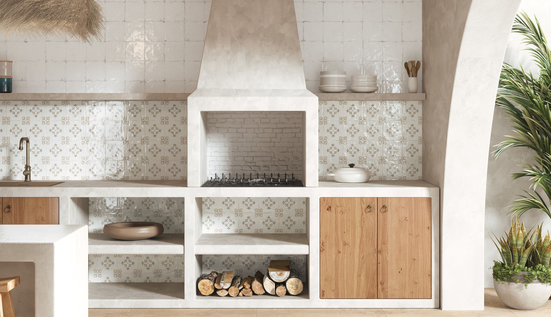 Mayolica Flower tile featuring delicate floral patterns for charming wall accents