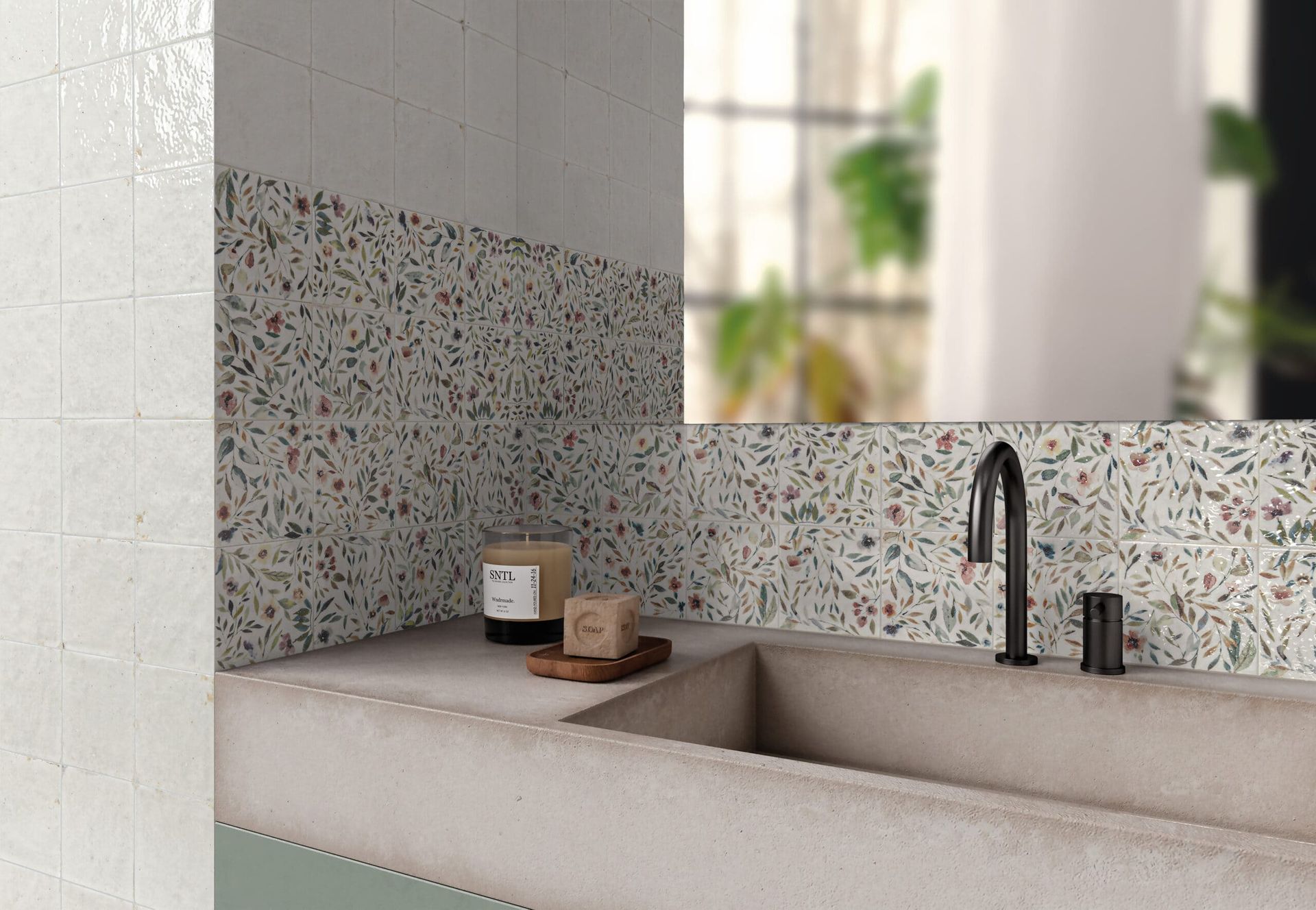 Classic white ceramic tile with a glazed finish from Mayolica series