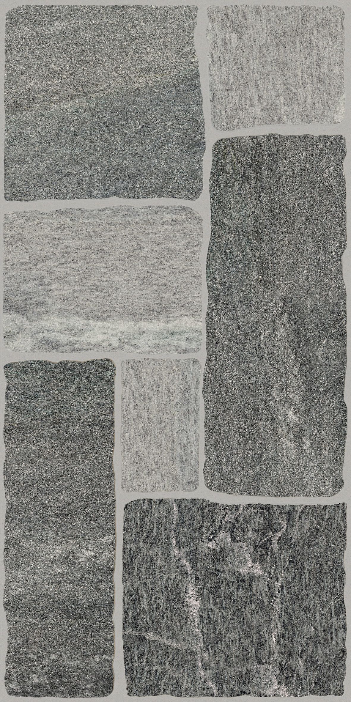 Close-up of Muro di Siena Vals tile showcasing layered stone texture and depth