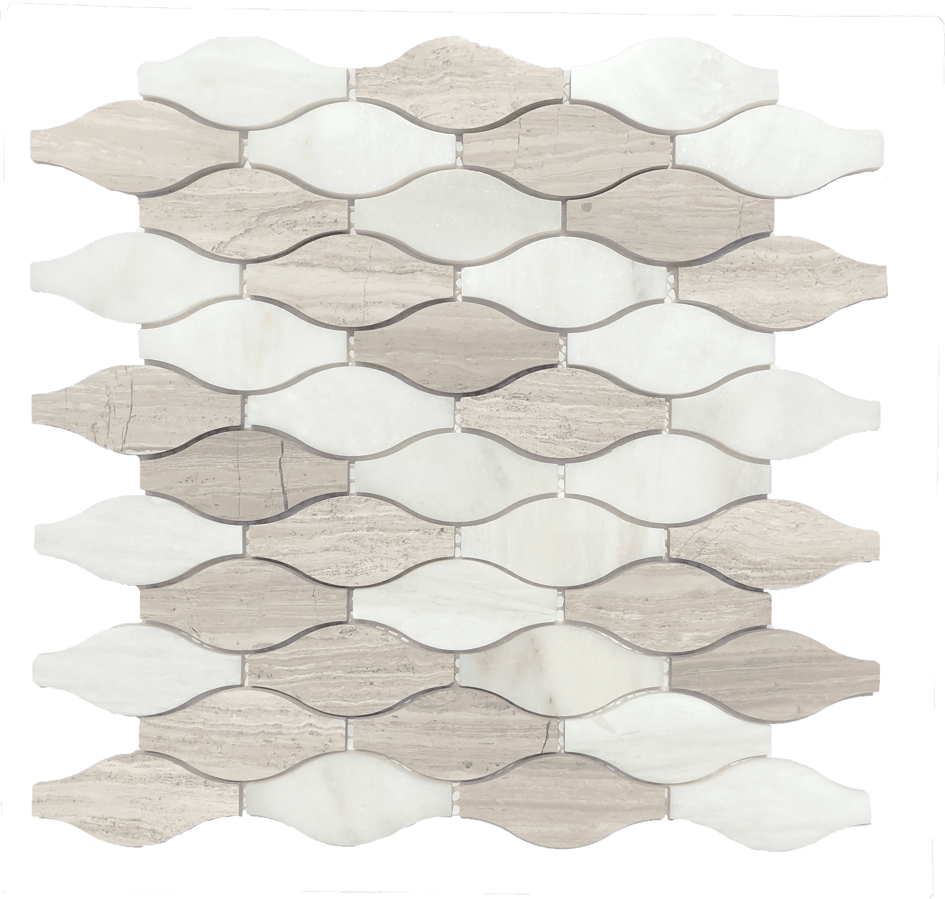 An artful interplay of marble tones and patterns, Nordic Diamond Mix adds luxe geometry to any surface.