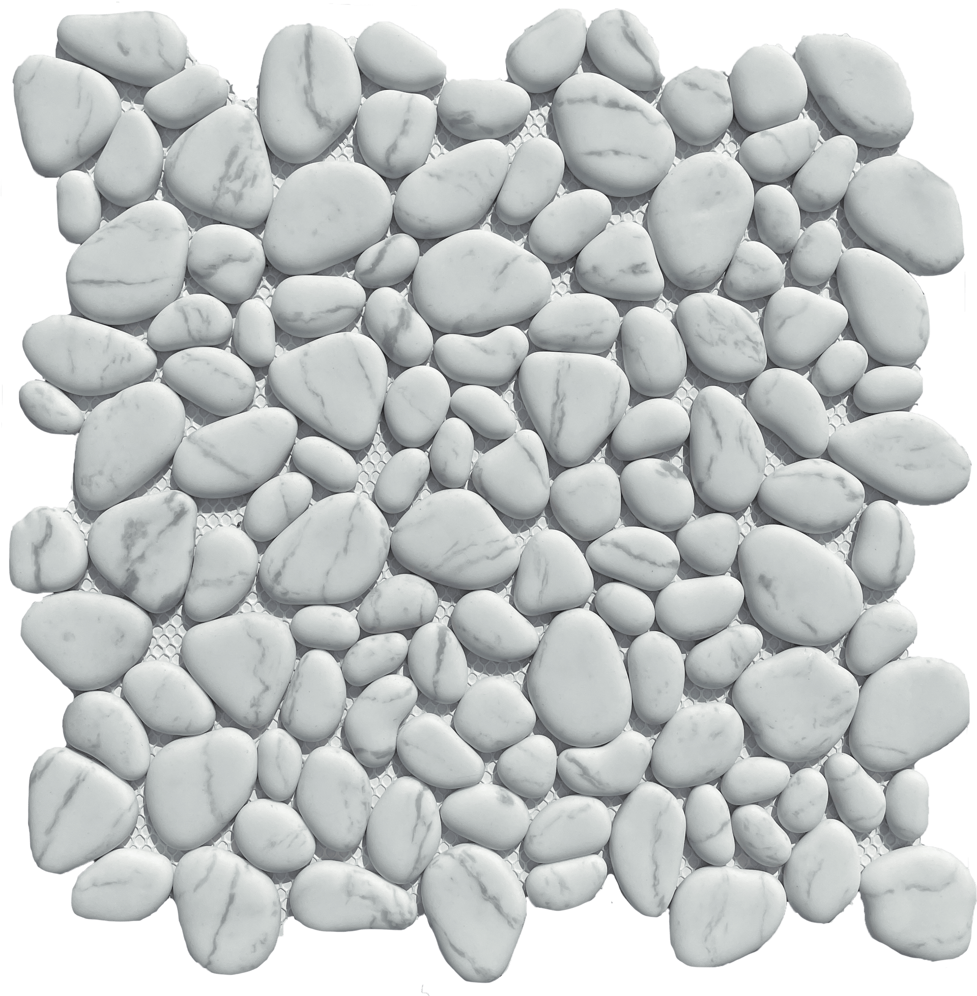 Bring the spa home with this white pebble mosaic, ideal for shower floors or natural-look features.