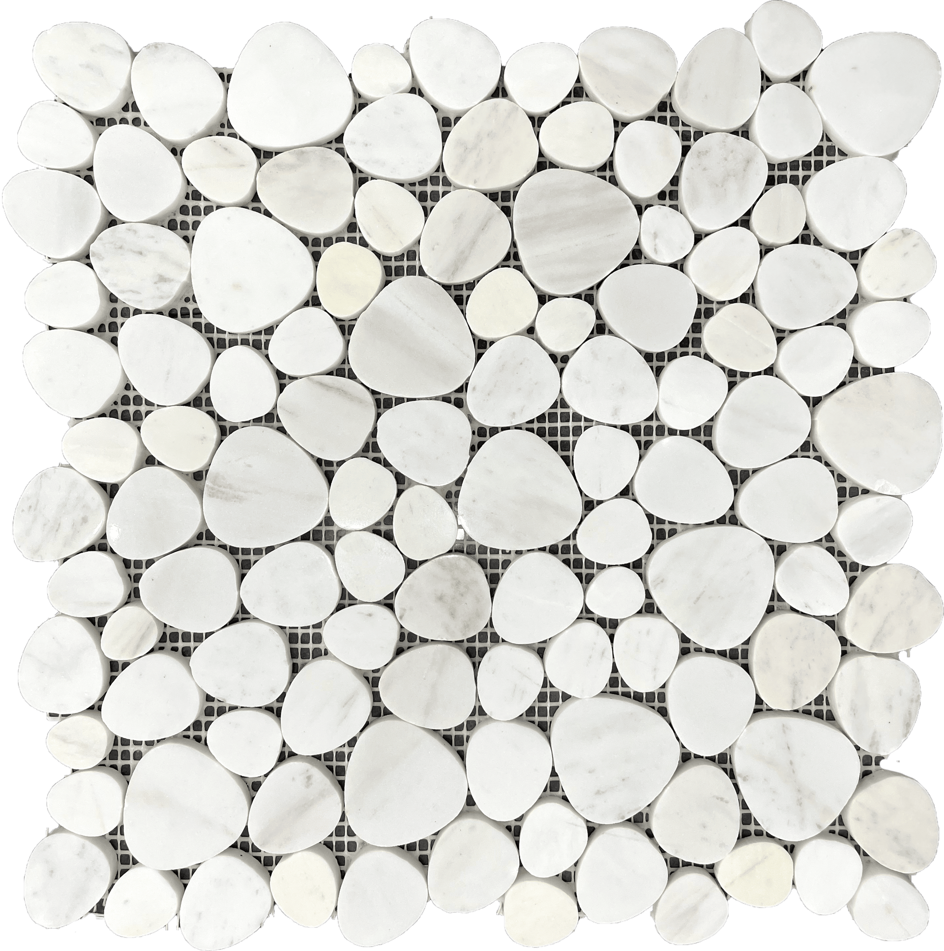Snow White Hearts mosaic features crisp white marble hearts, perfect for clean and whimsical designs.