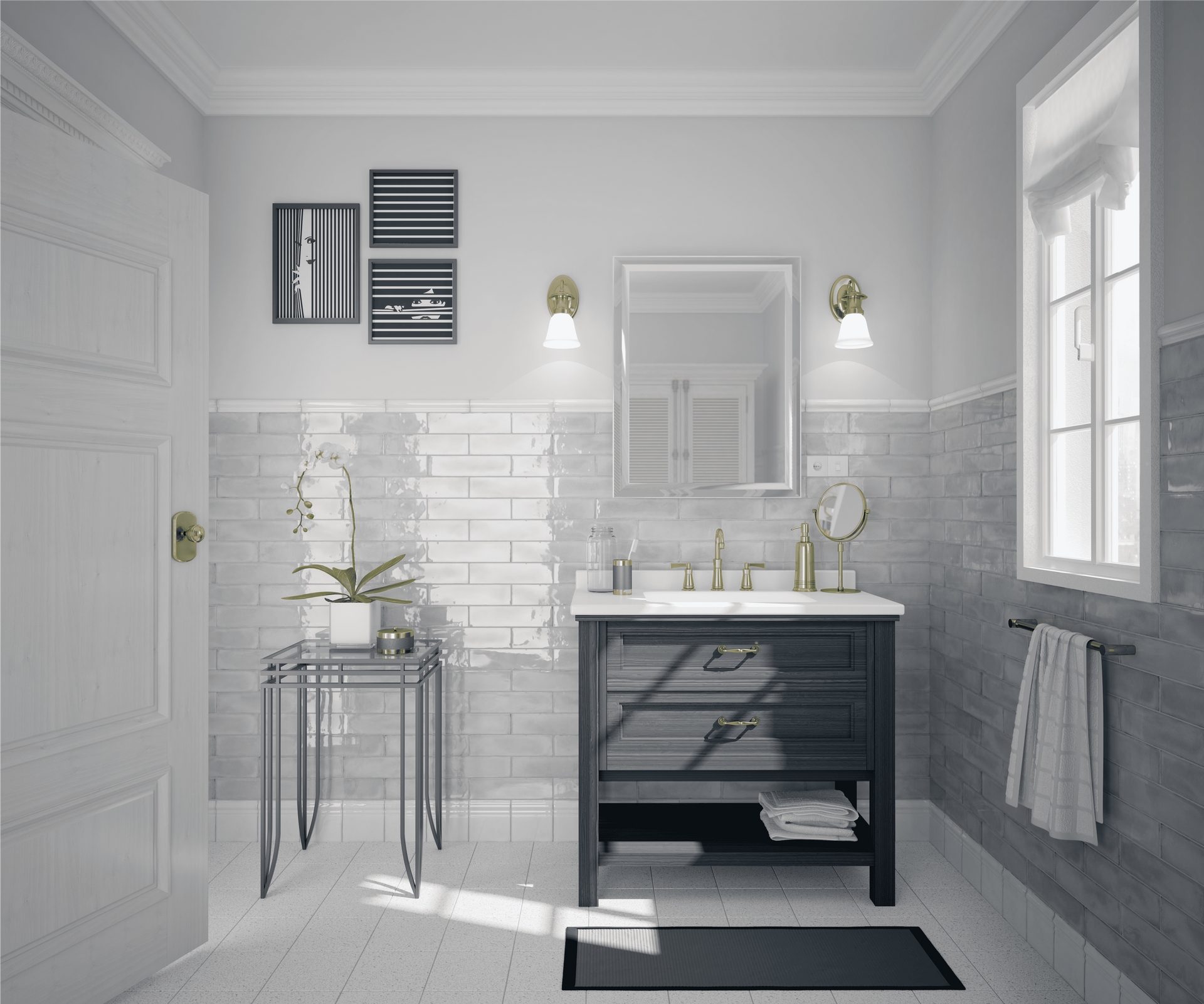 Neutral grey wall tile from the Splendours line, versatile for minimalist interiors