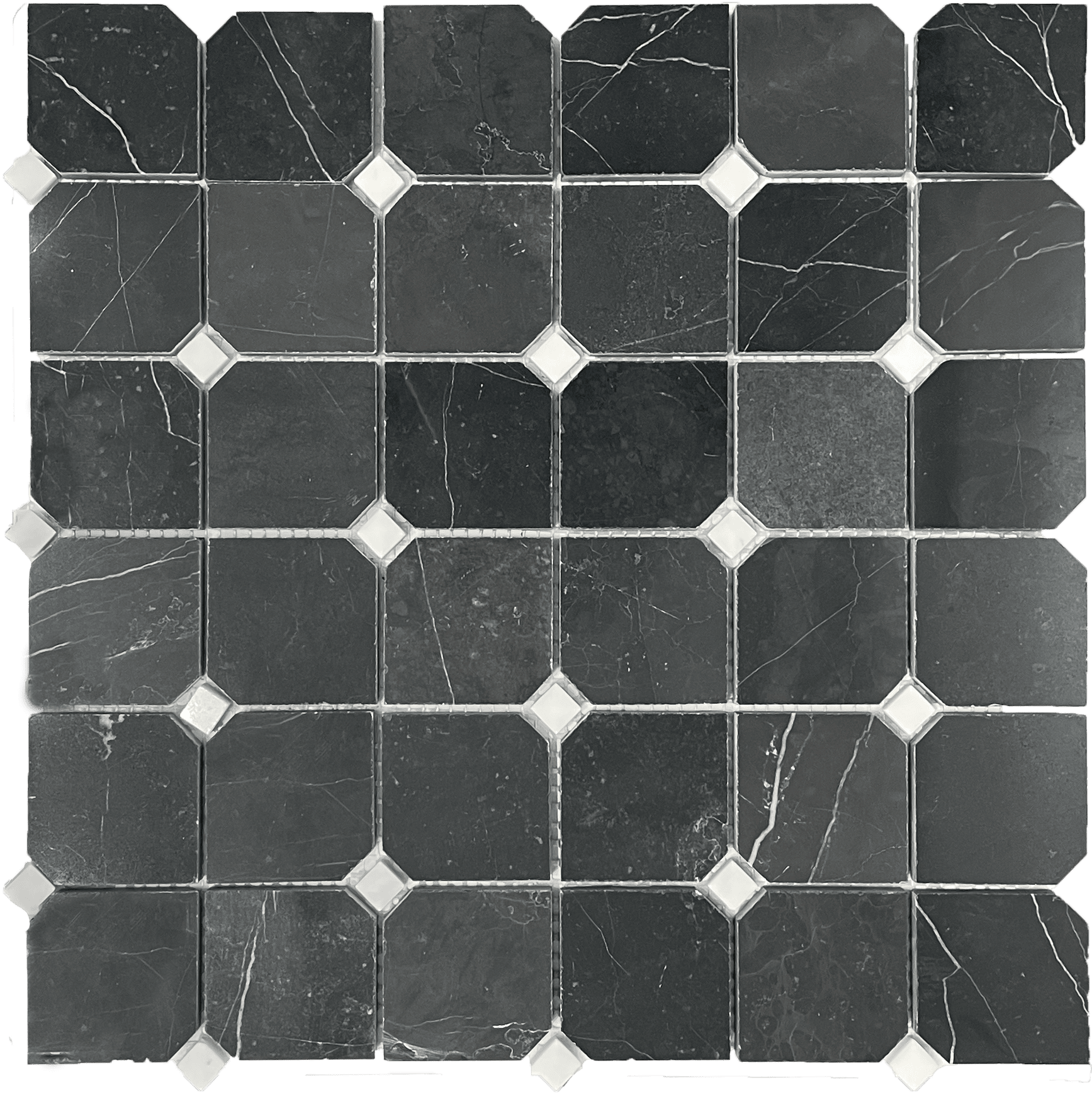 Glossy black square mosaic tile from the Sterling series, perfect for bold accent walls