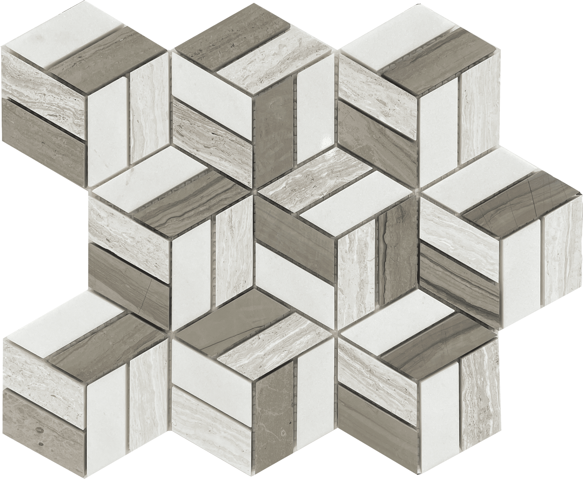 Hexagon mosaic tile in creamy haisa marble from the Treviso collection, perfect for elegant spaces