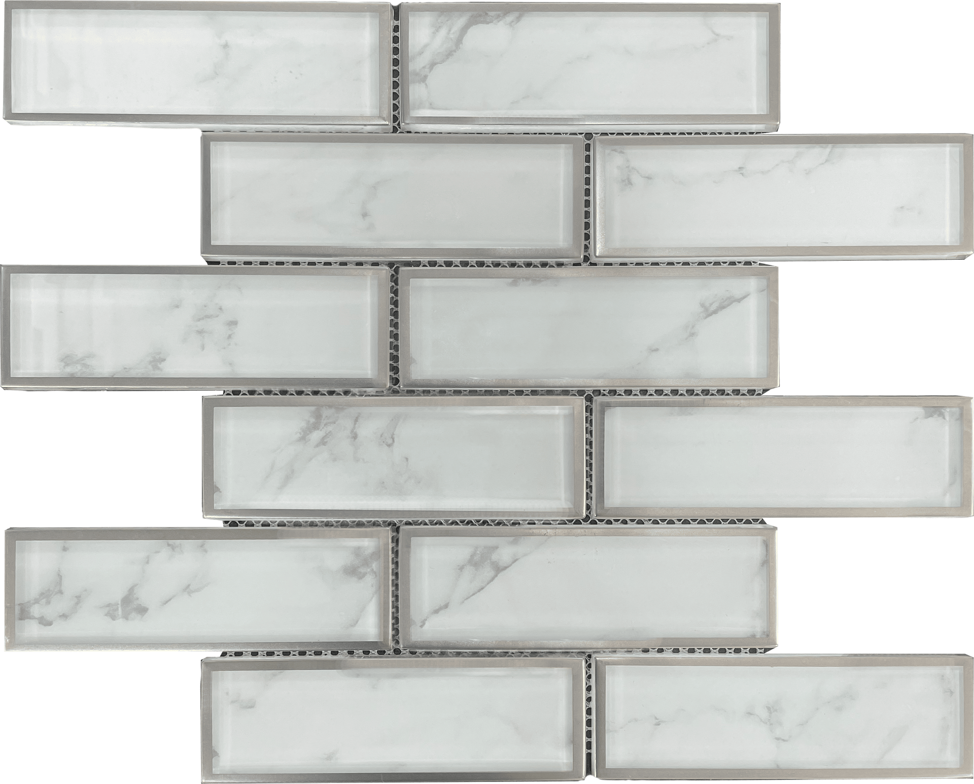 White mosaic tile from the Valyrian collection, designed to add light and sophistication to interiors