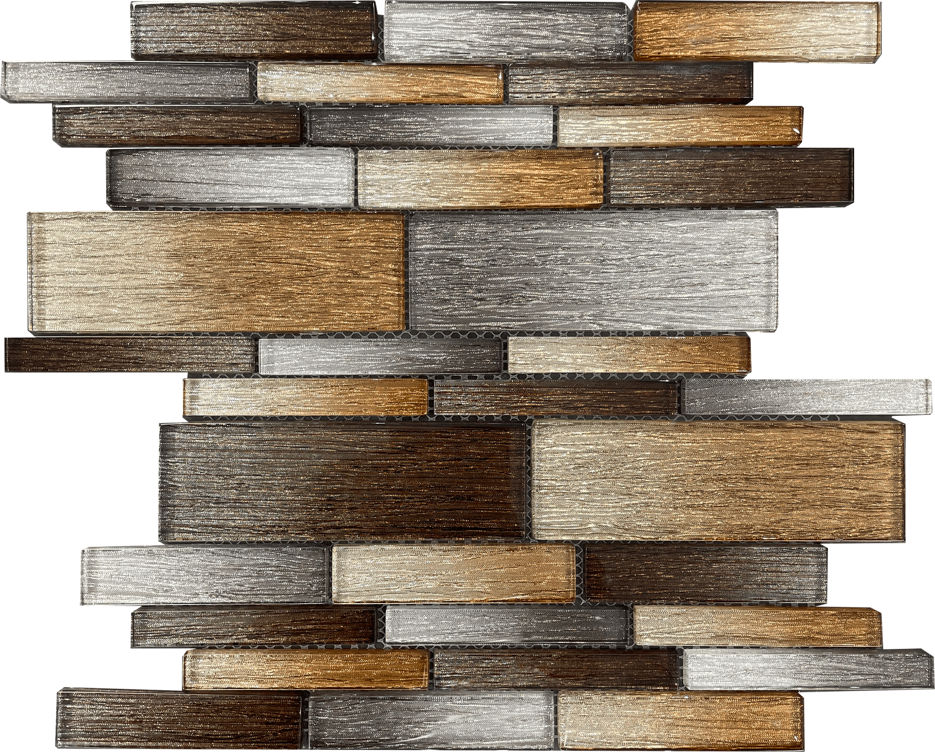 Volantis glass mosaic tile in shimmering copper tones, perfect for standout accent walls