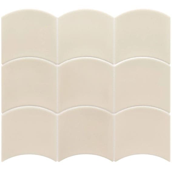 Soft cream ceramic tile from the Wave series, great for neutral wall designs