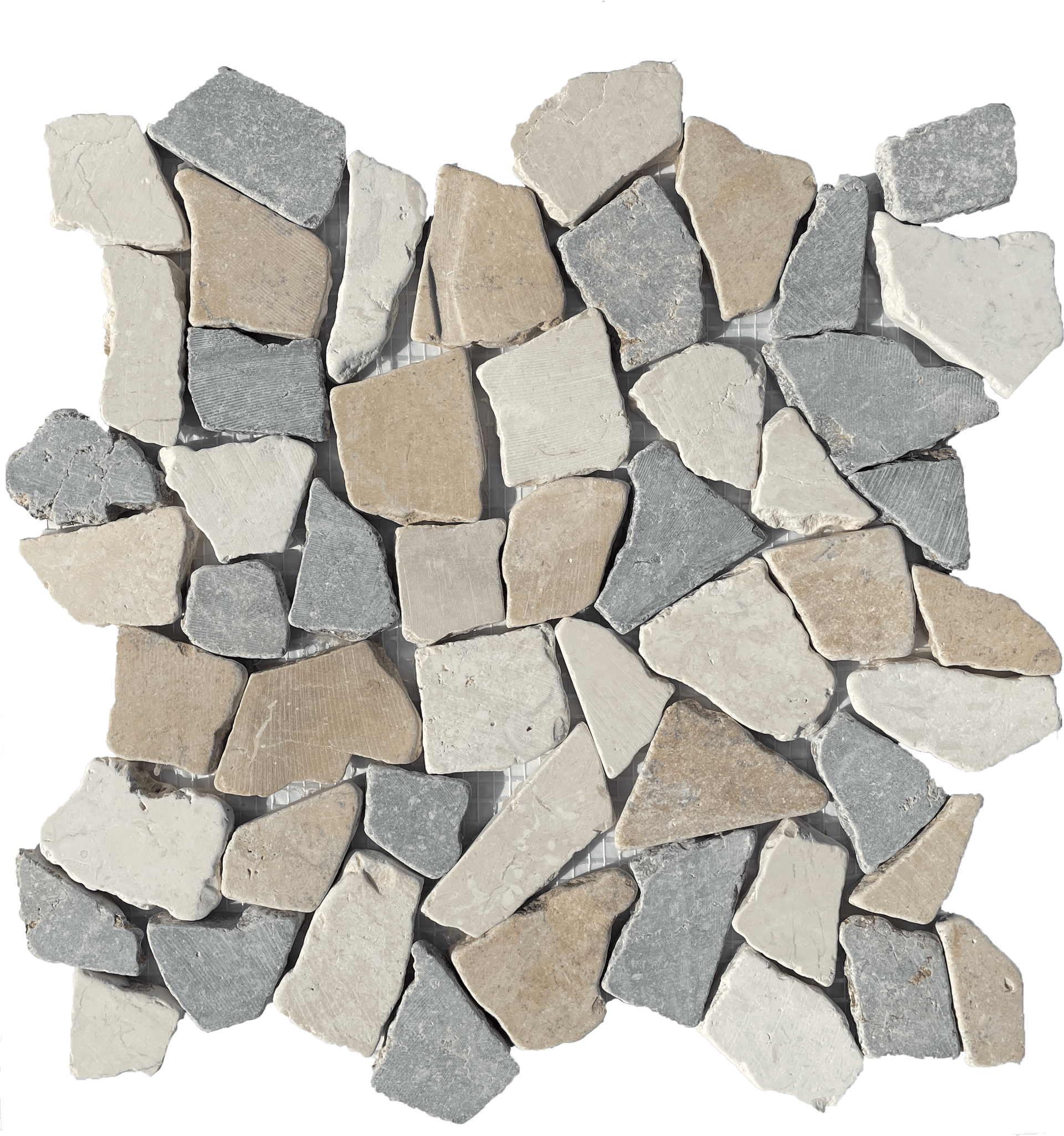Abruzzi Mix Stone mosaic tile featuring a blend of natural stone textures, ideal for kitchen backsplashes and bathroom walls.