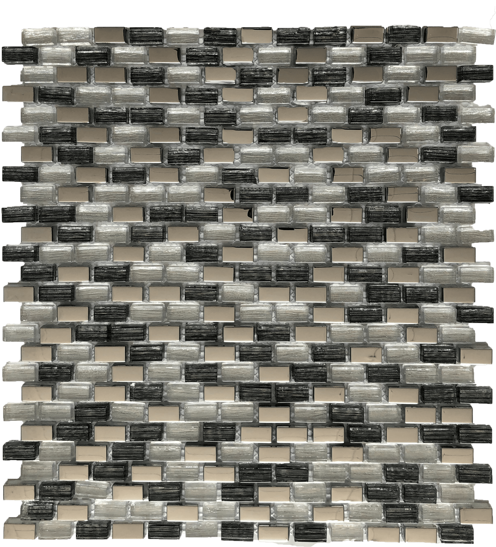Andria brick-style mosaic tile in earthy tones, suitable for fireplace surrounds and rustic kitchen backsplashes.