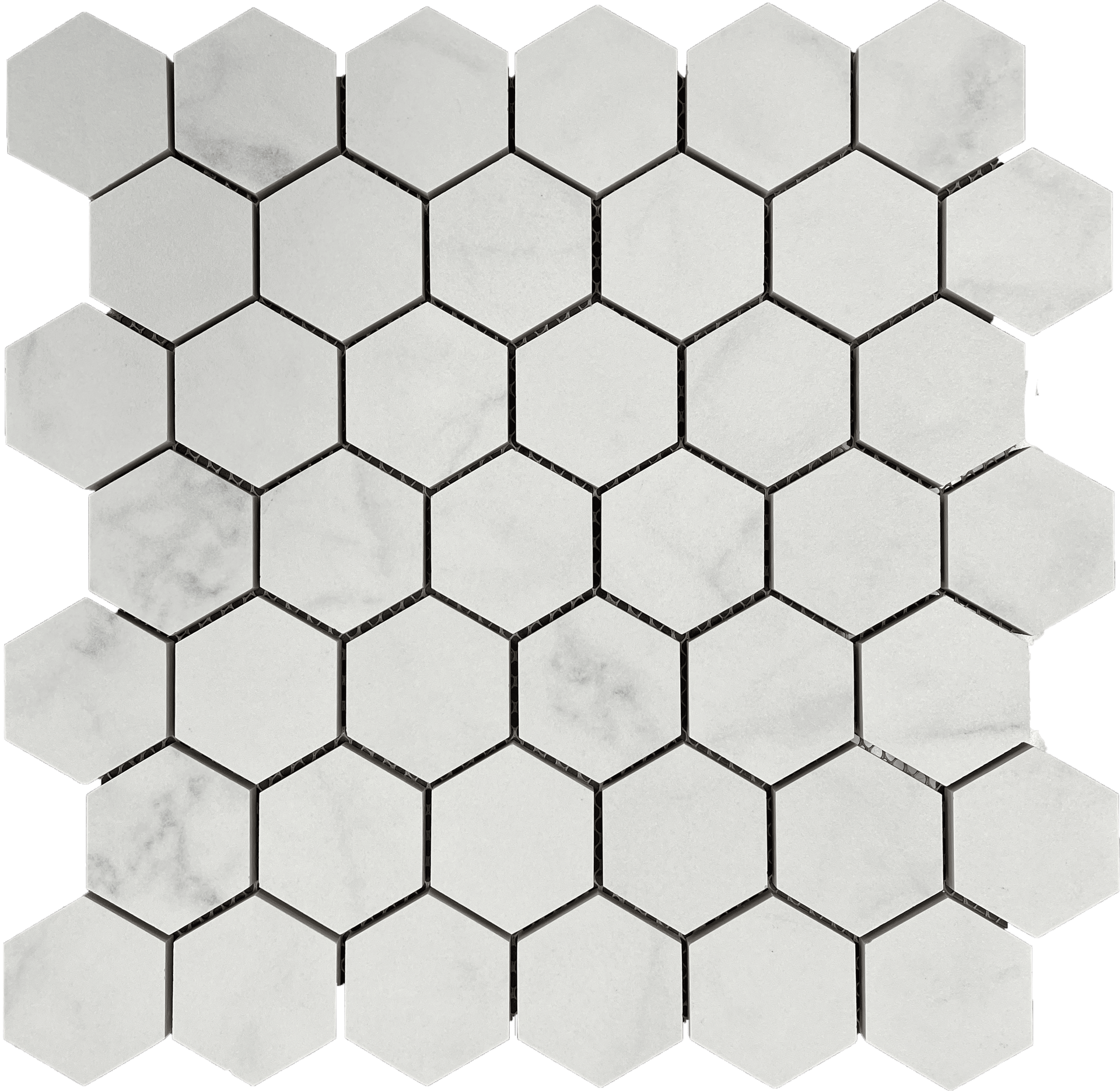 2x2-inch antislip porcelain hexagon mosaic tile in a matte finish, designed for safe and stylish shower floors.