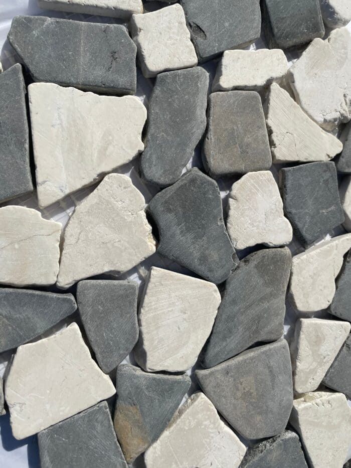 Calabria Mix Natural Stone mosaic tile in earth tones, great for rustic bathroom or spa-style walls.