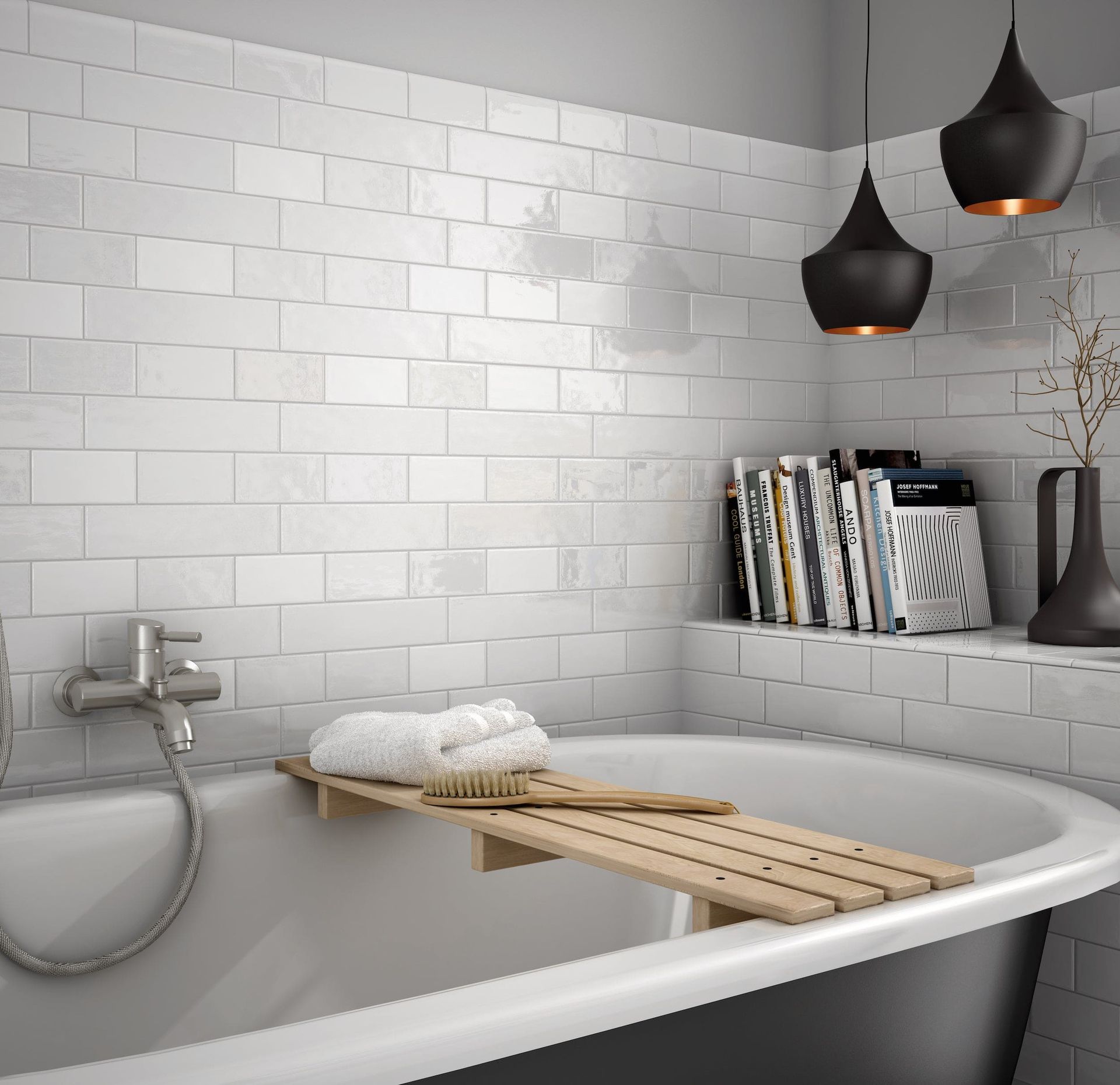 Elongated 3x12 white subway tile from the Cottage collection, perfect for timeless walls