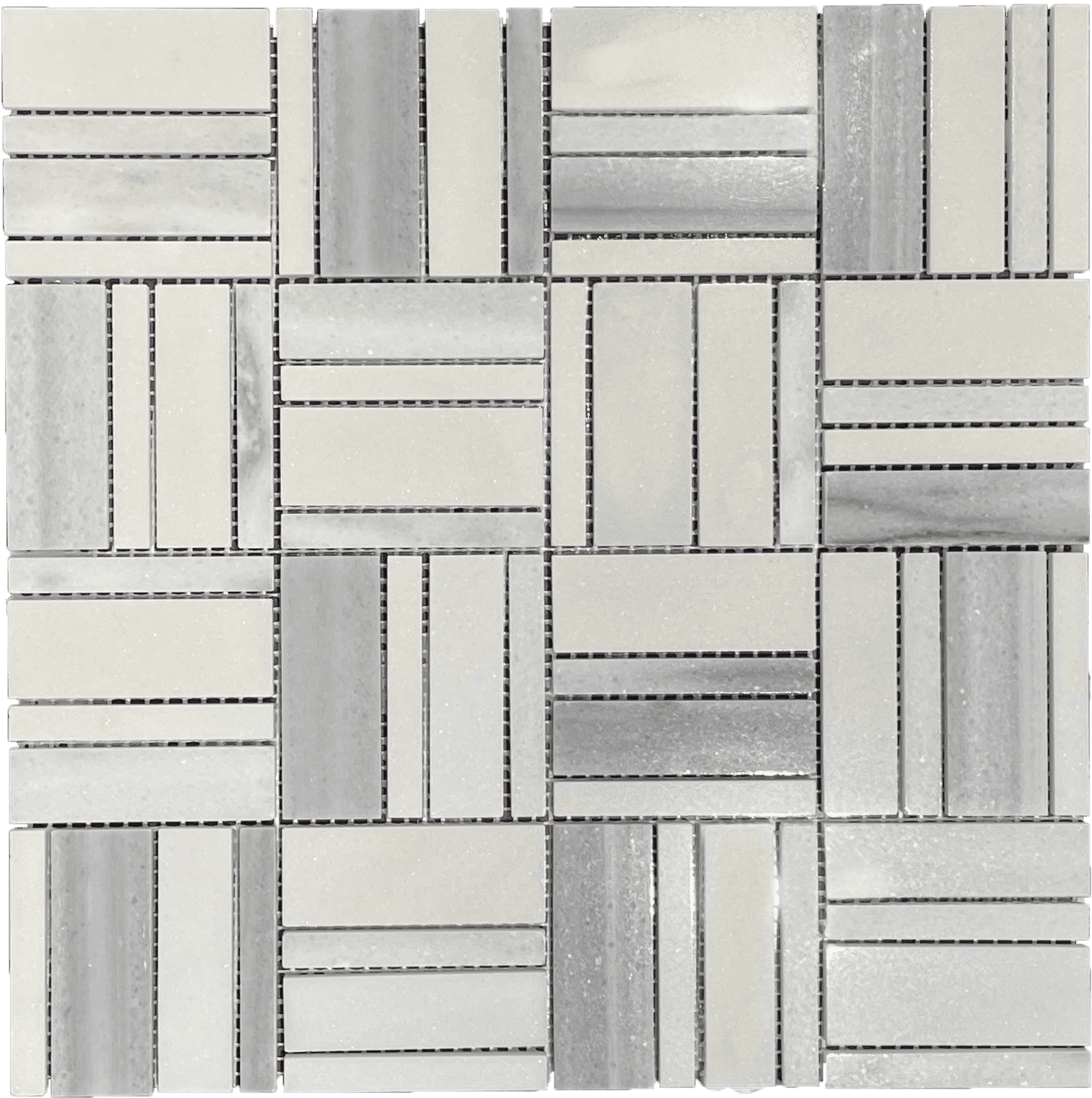 Criss Cross Stone mosaic tile featuring intersecting lines in neutral tones, perfect for textured wall designs.