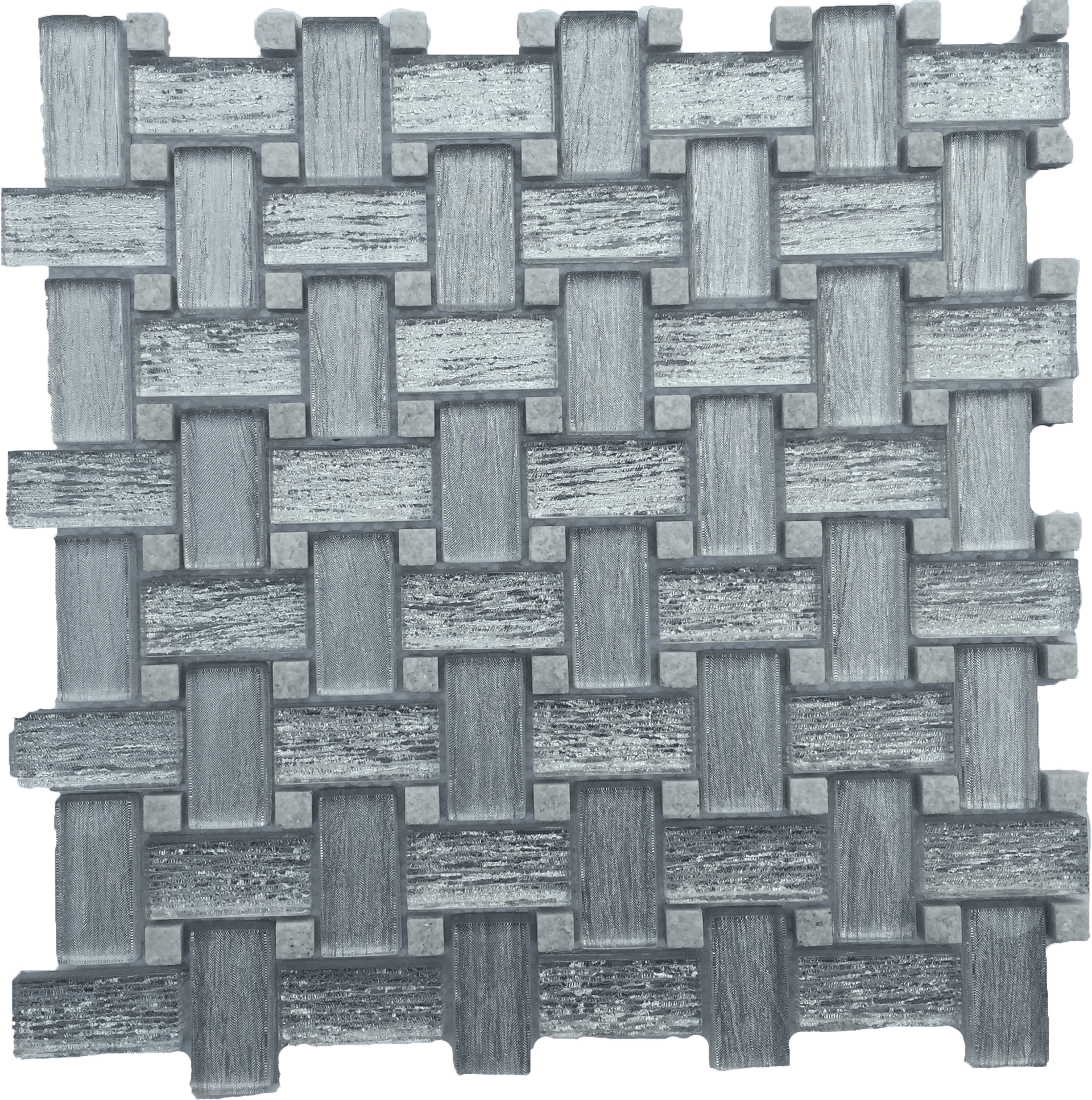 Crystal Weave Bianco mosaic tile with woven white glass pieces, ideal for elegant bathroom and kitchen walls.