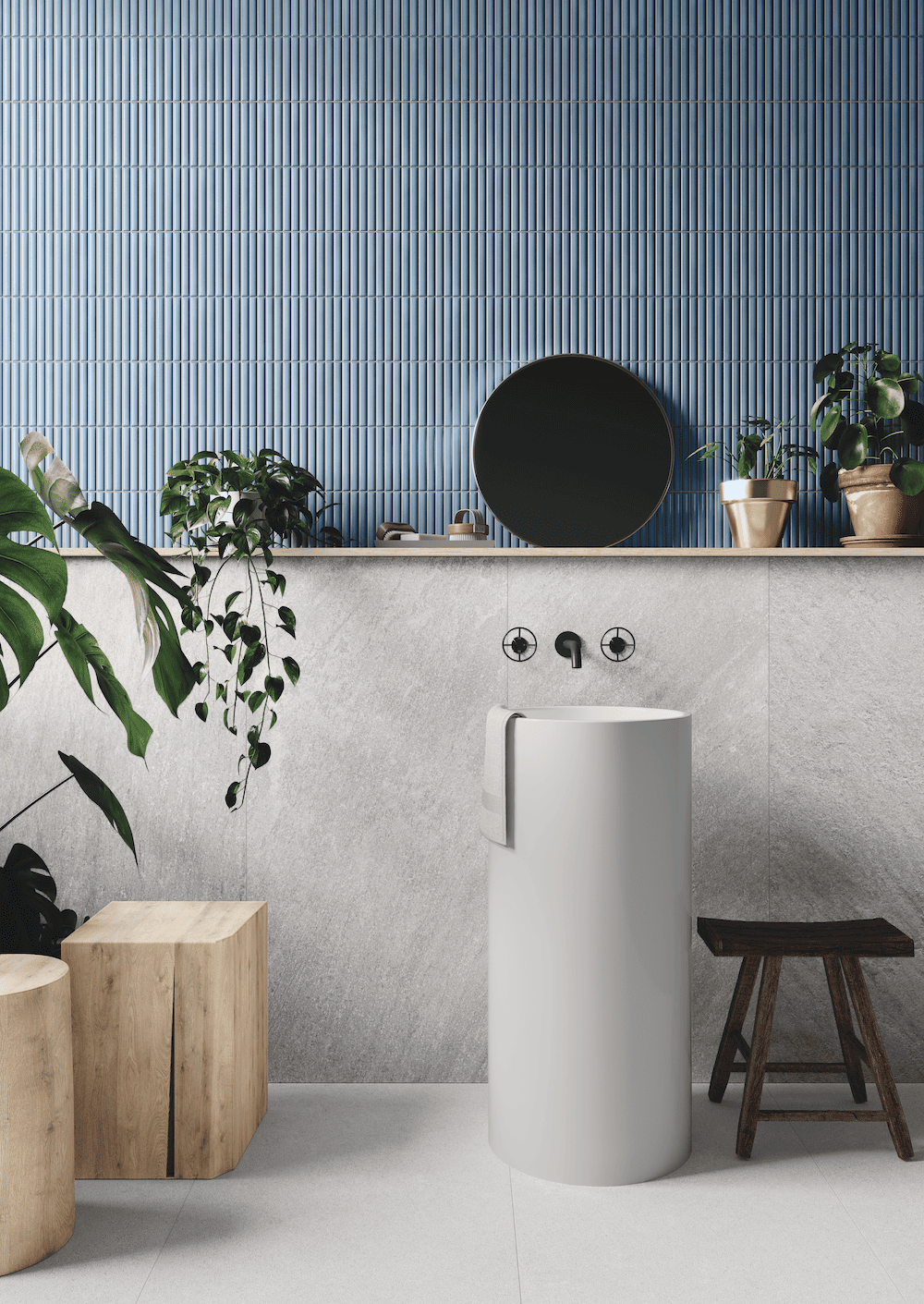 Lingot Blue tile offers rich navy tones ideal for tranquil spaces