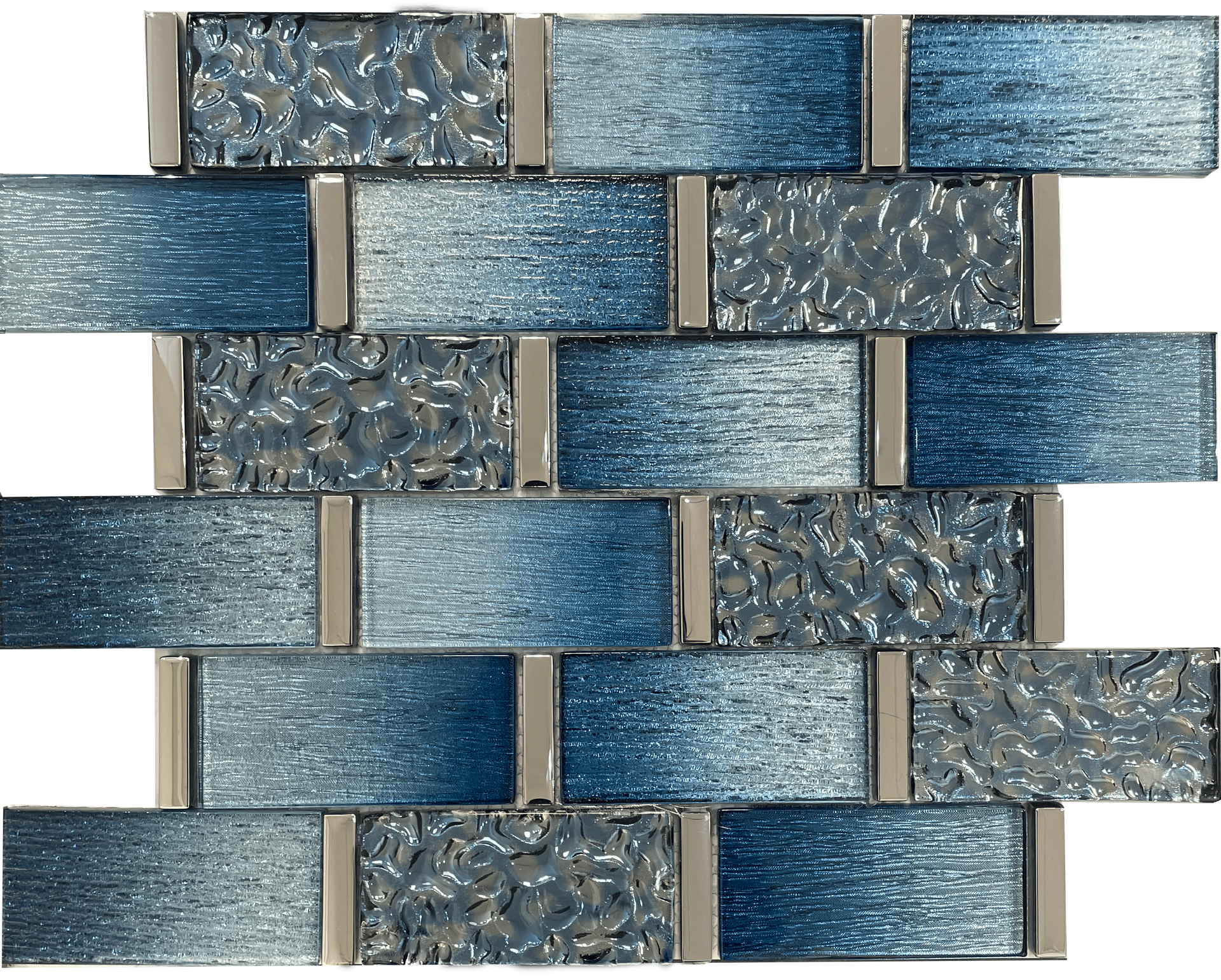 Milano blue glass mosaic tile with rich tones, perfect for bold accent walls.