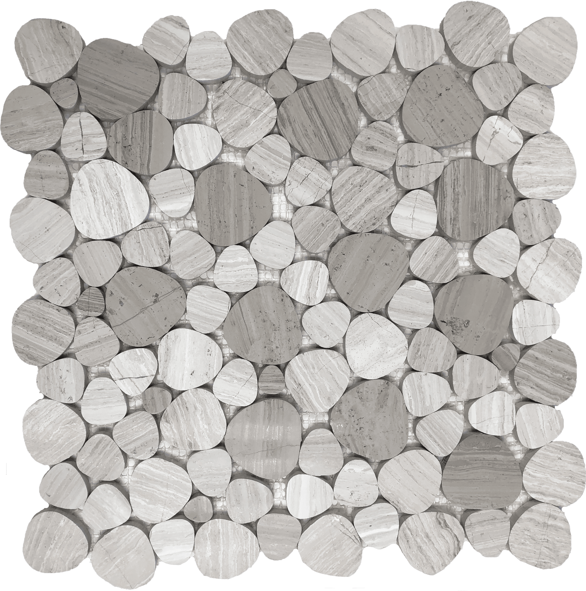 Marble mosaic tiles in heart shapes, ideal for romantic-themed bathroom walls.
