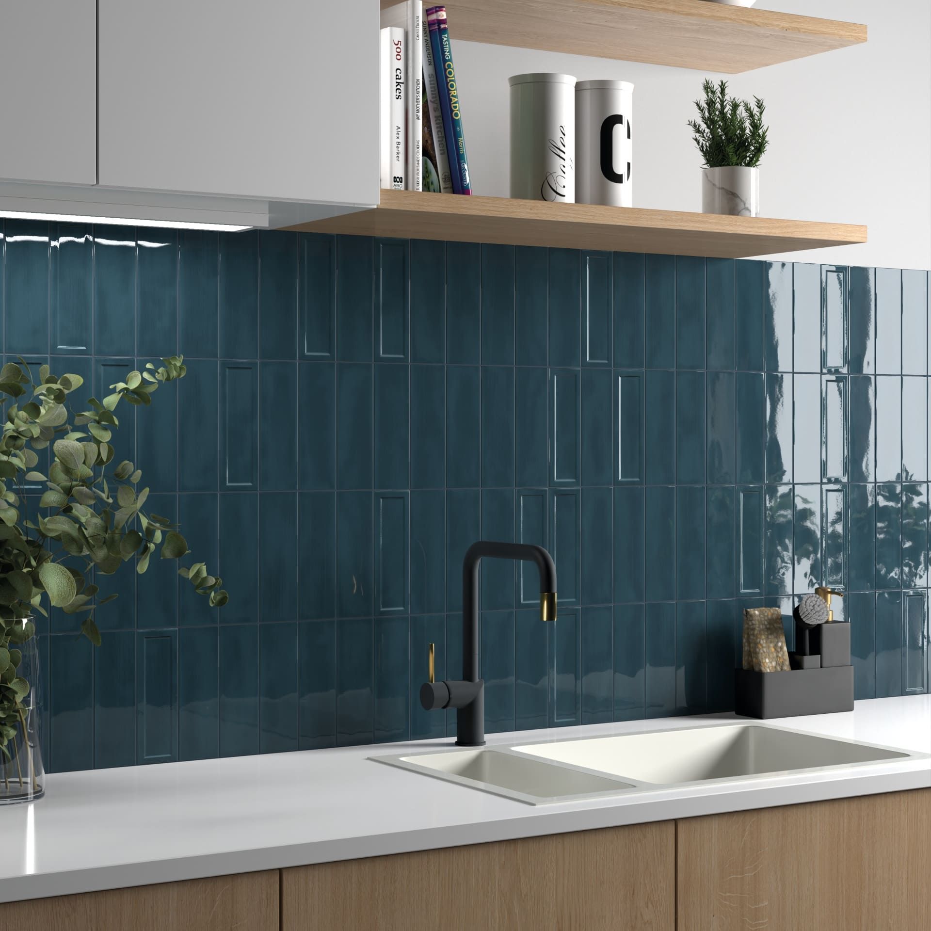 Slate Blue tile from the Island line brings depth and style to kitchen backsplashes