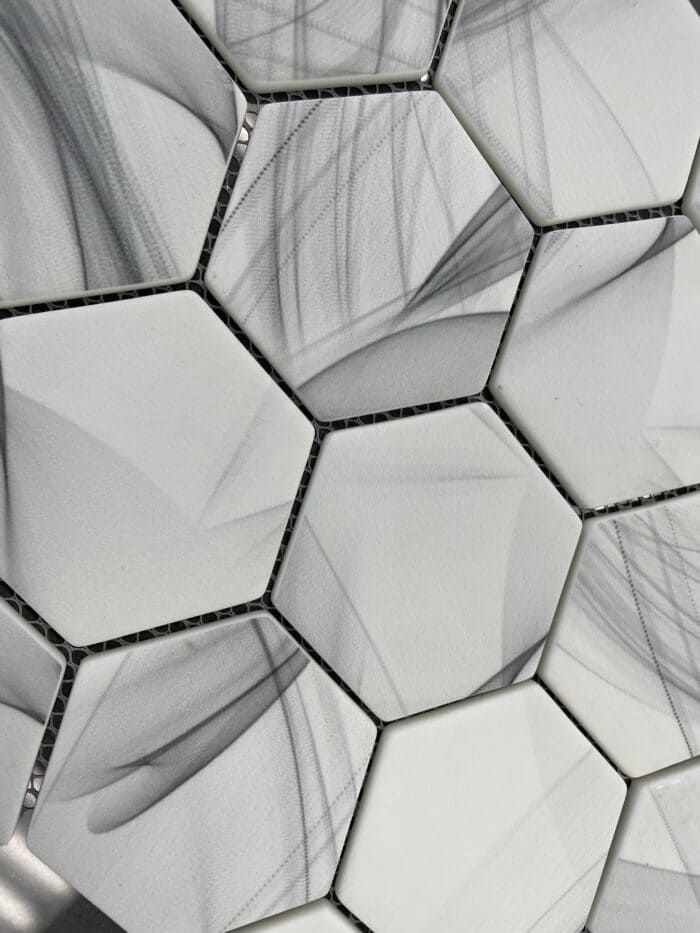 Geometric Kromatica Tech mosaic tile with a modern blend of tones and textures for walls or accents