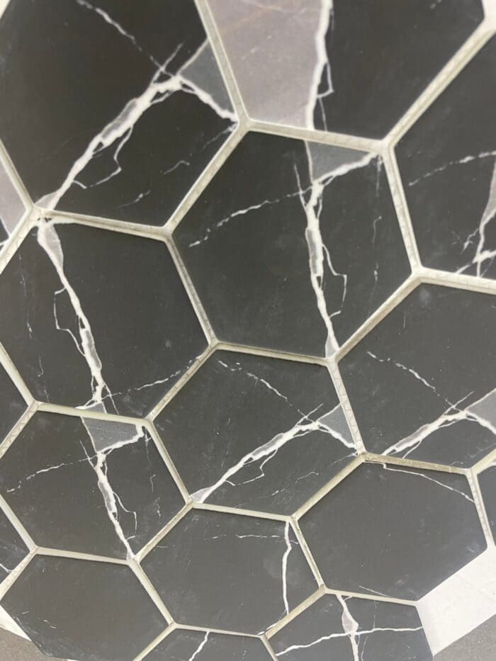 Yara Hexagon tile from Kromatica collection with natural tones and bold hex pattern