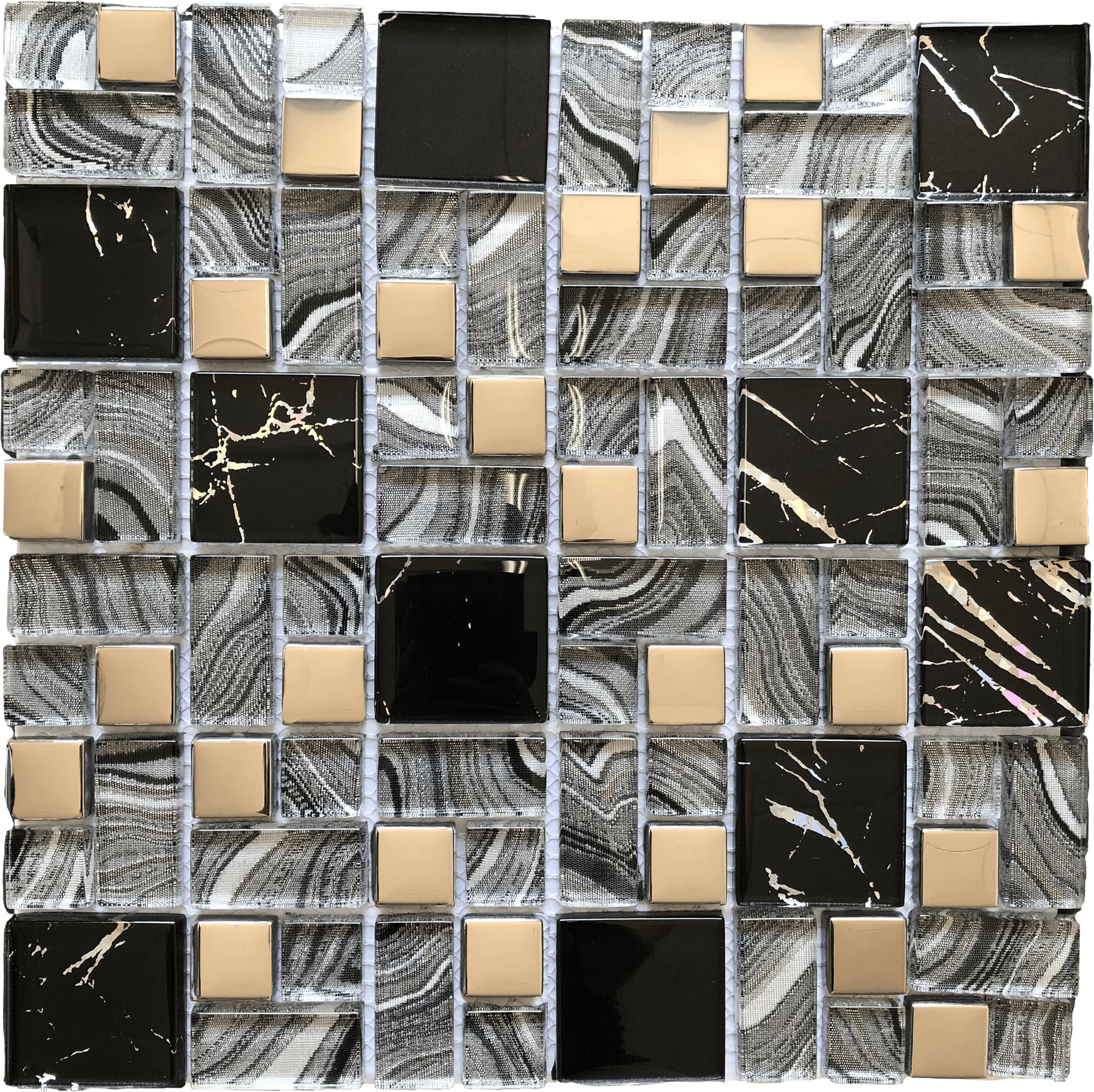 Lovina Space mosaic tile with bold textures and deep tones for accent walls or floors