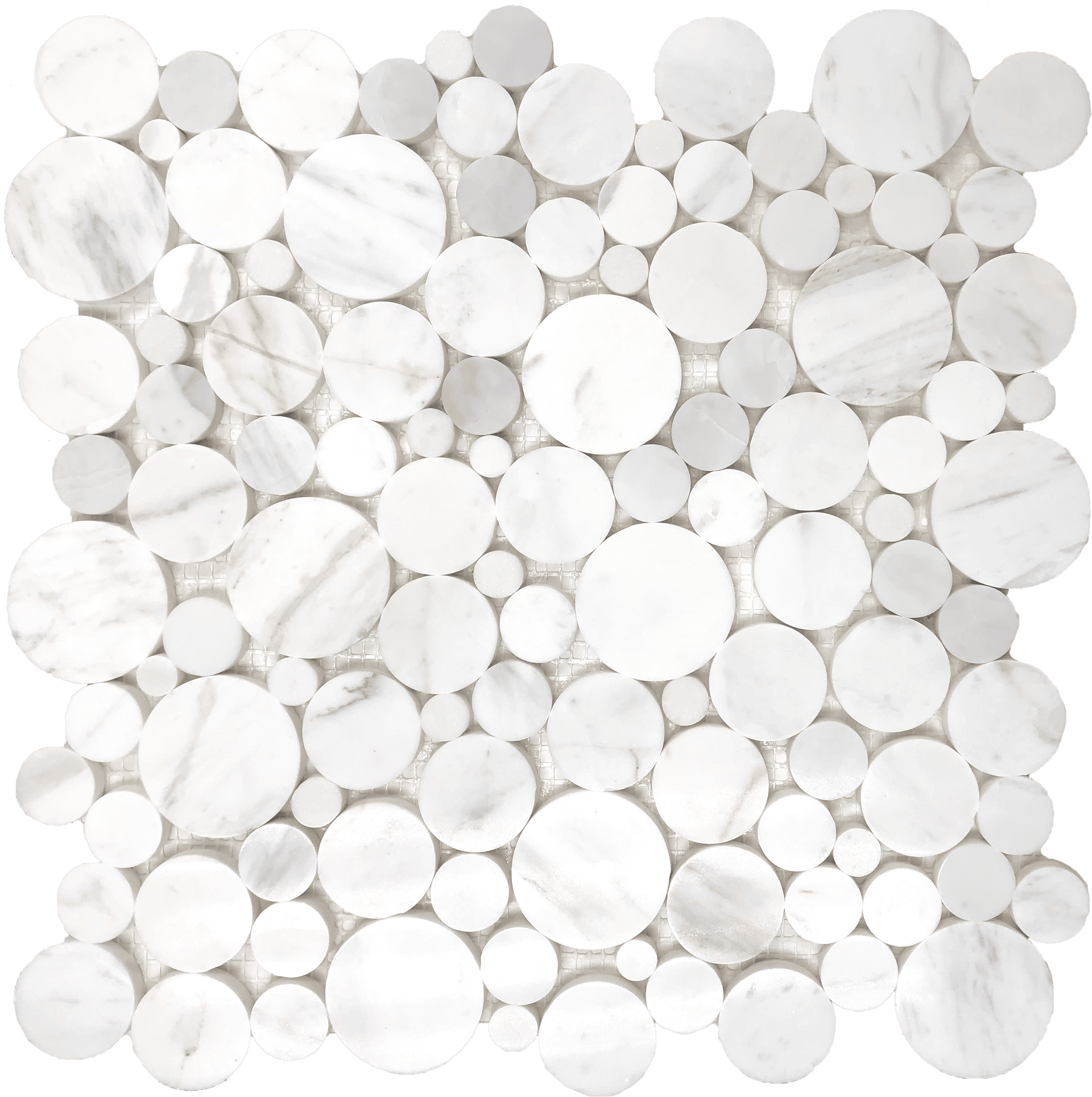 Statuario marble circle mosaic with timeless beauty for upscale tile and stone designs