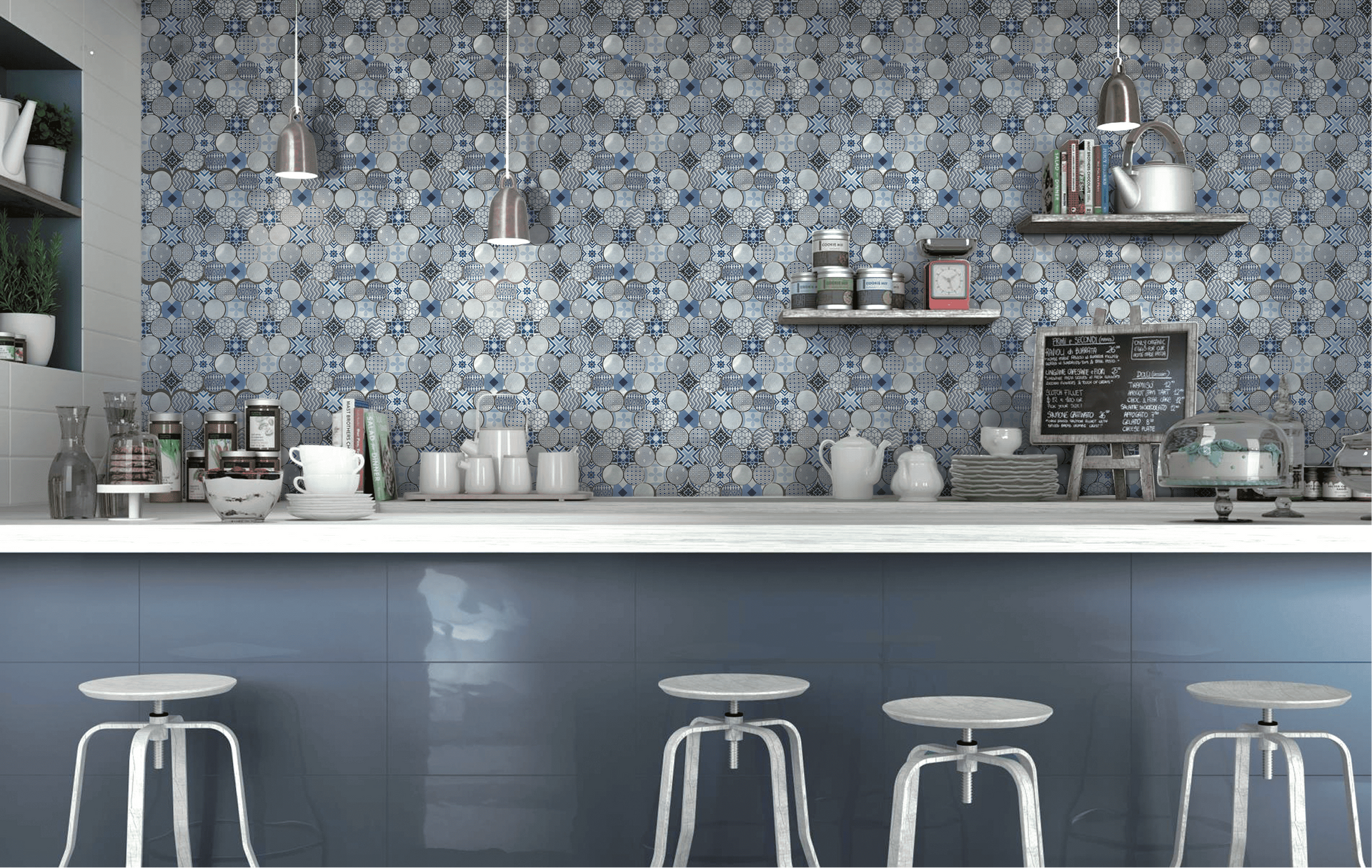 Metallic Rhapsody mosaic tile brings dramatic shimmer and texture to any space