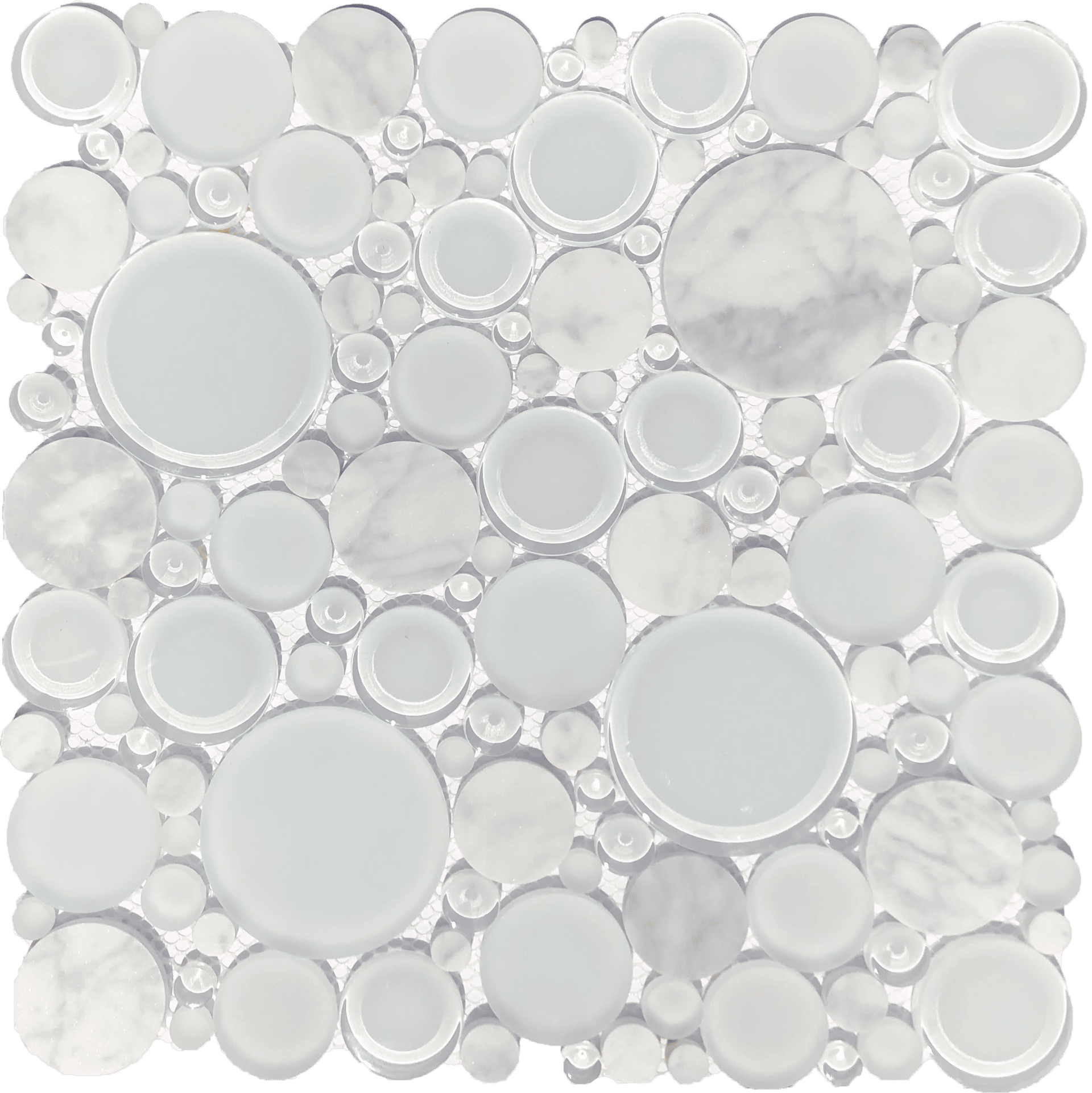 Soft and understated, Moon White Dots mosaic tiles offer gentle contrast for contemporary spaces.