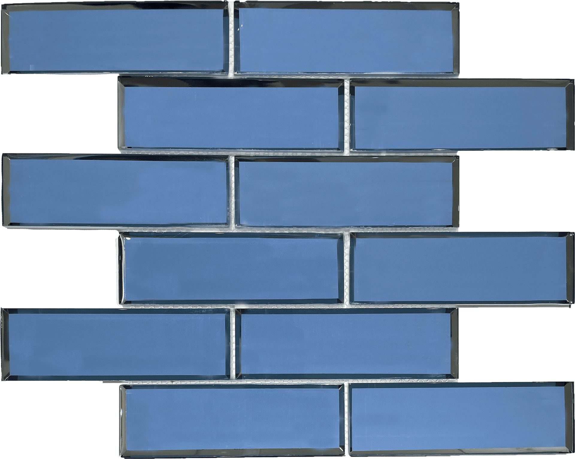 Olympia Blue reflects light with a mirrored finish, adding depth and drama to contemporary kitchens.