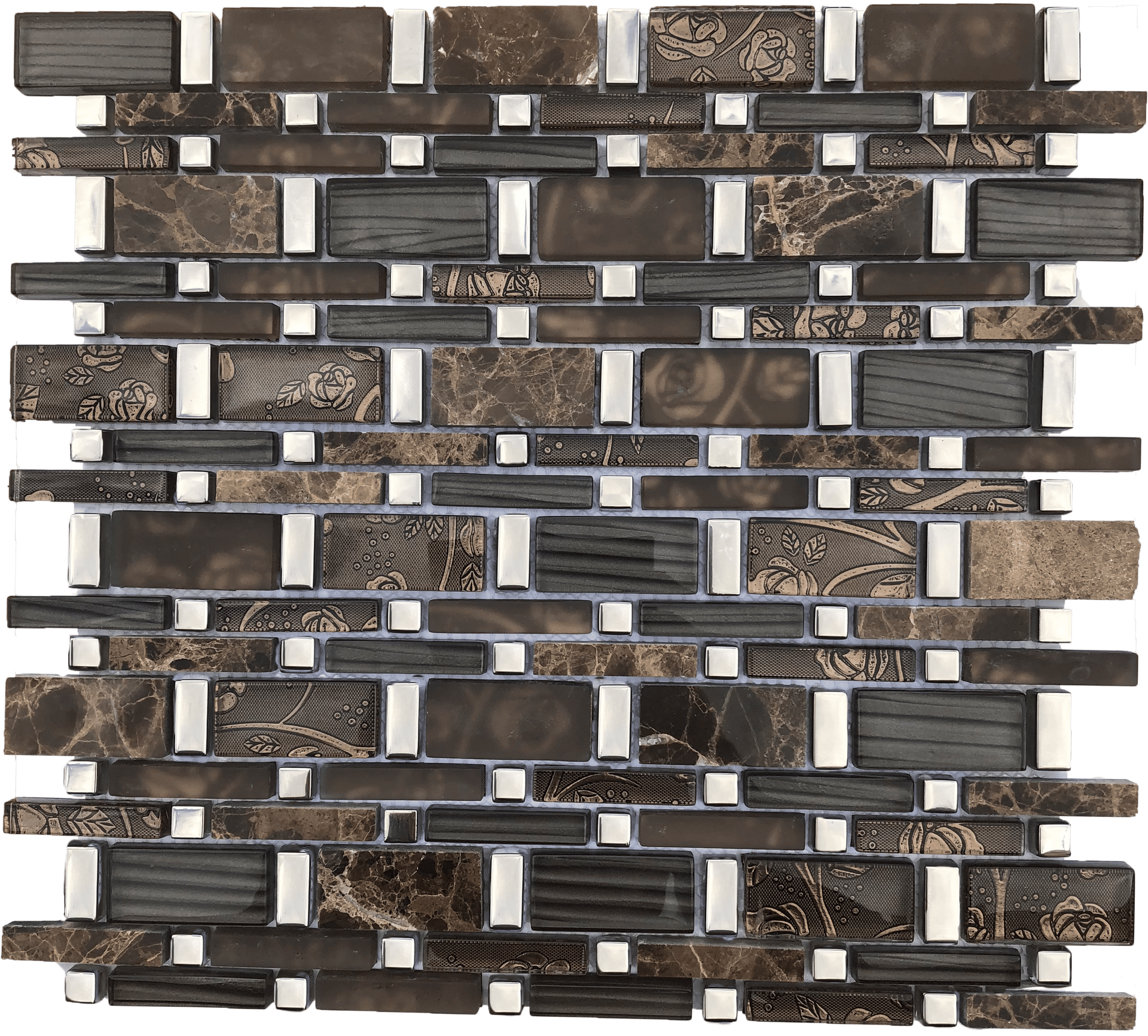 Pompeya Royale mosaic combines black and metallic tones for a luxurious accent.