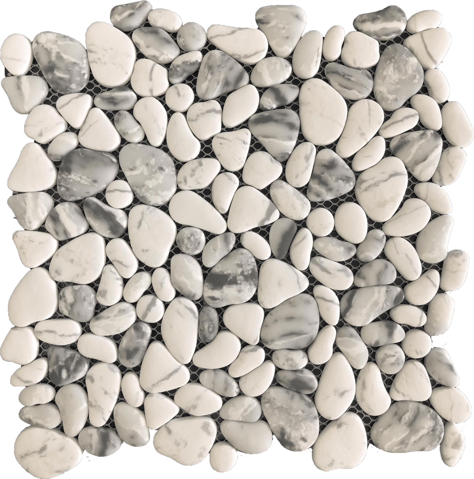 Rio Piedras mosaic blends natural stone shapes into a curated geometric layout.
